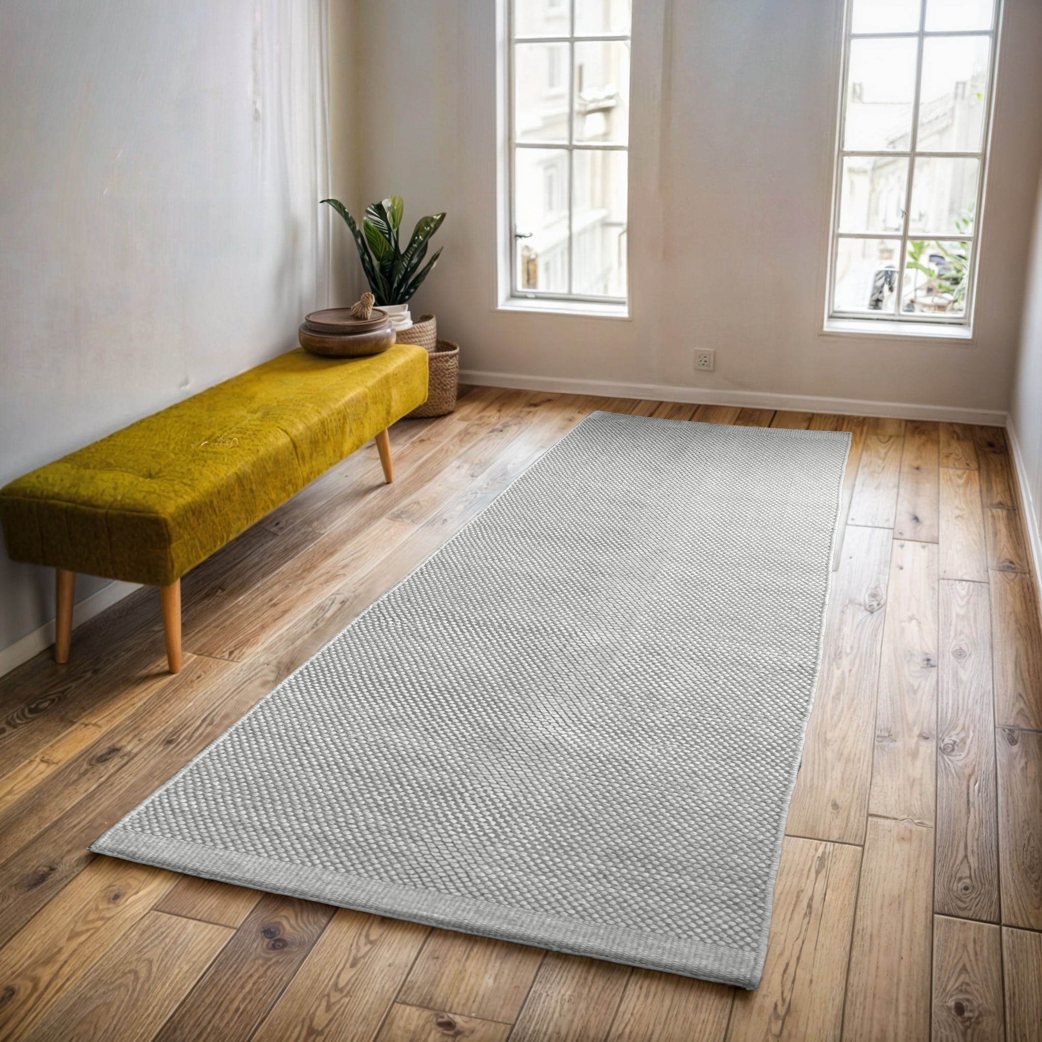 my home Bettumrandung »Woolscape 1«, (Set, 3 tlg.), Wendeteppich, handgewebte Qualität, Uni, reine Wolle, Wohnzimmer