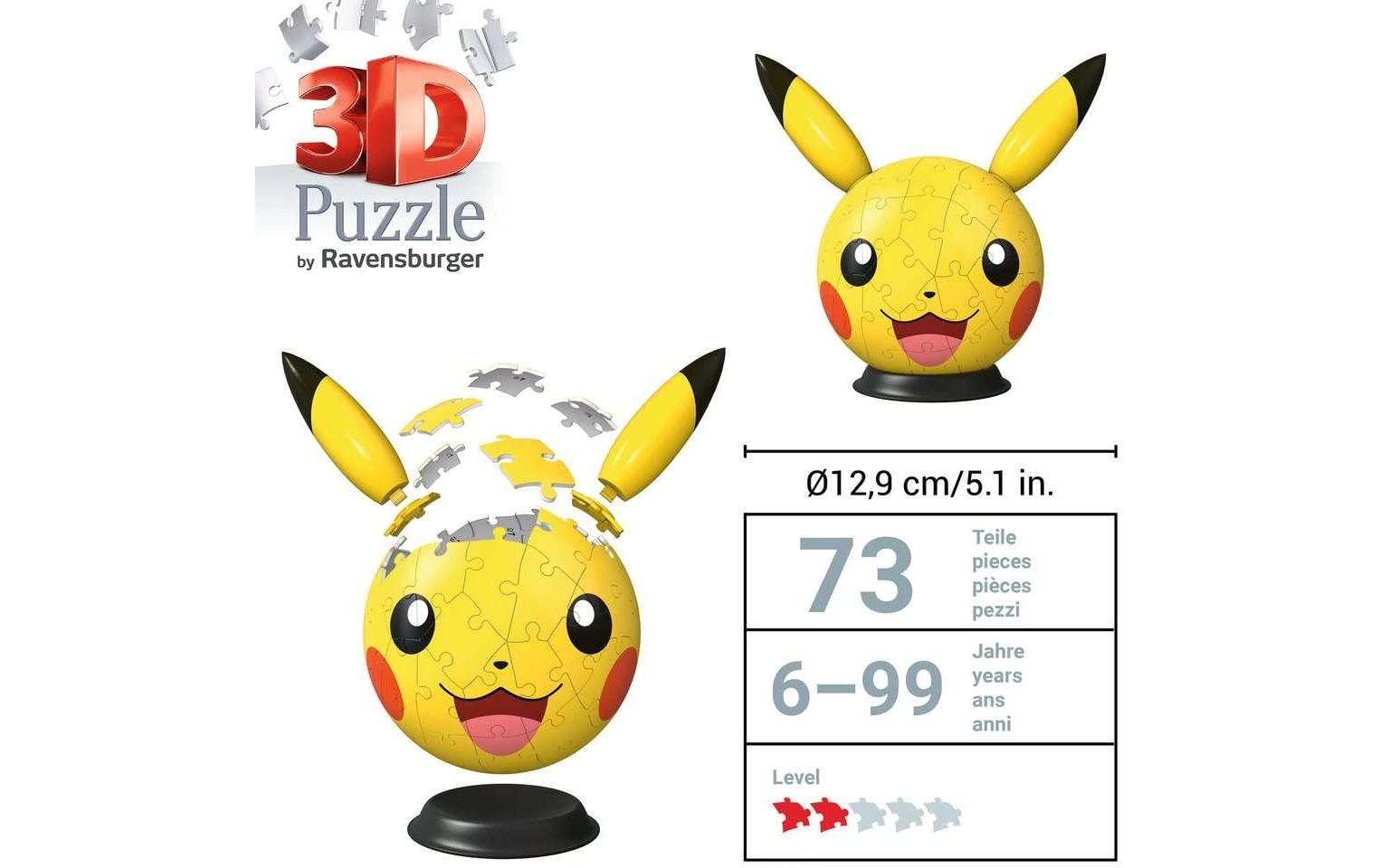 Ravensburger Puzzle »Puzzle 3D Ball Pokémon Pikachu mit Ohren«