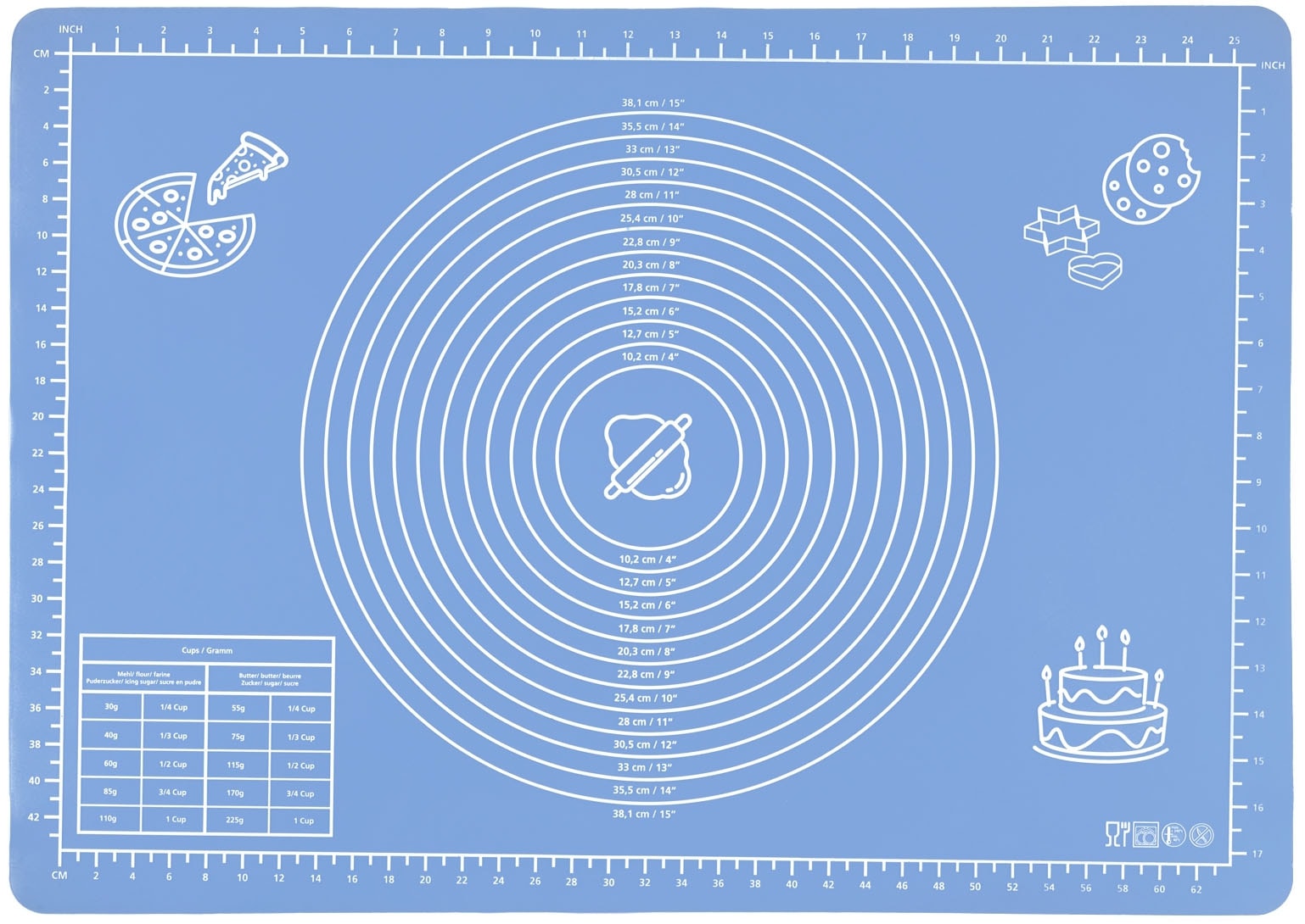 Image of Maximex Backmatte "Antihaft" Kunststoff Papier Silikon Set, 3 Stk. tlg. Teigunterlage aus rutschfestem Silikon, mit Teigschaber und Rezeptheft