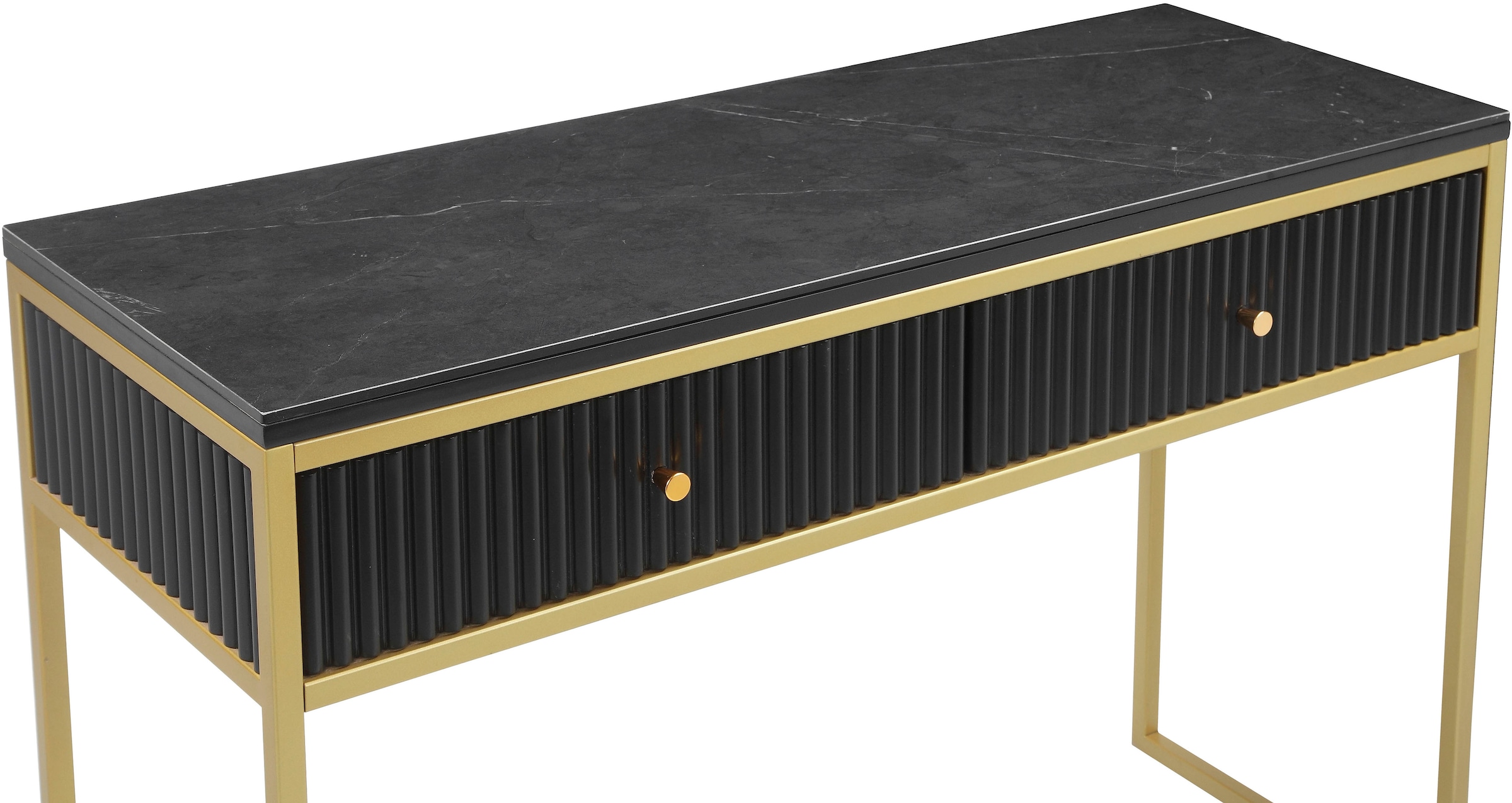 Leonique Table console »Fleuriss« Keramikplatte, goldene Beine, FSC-zertifiziertes Holz, Breite 110 cm