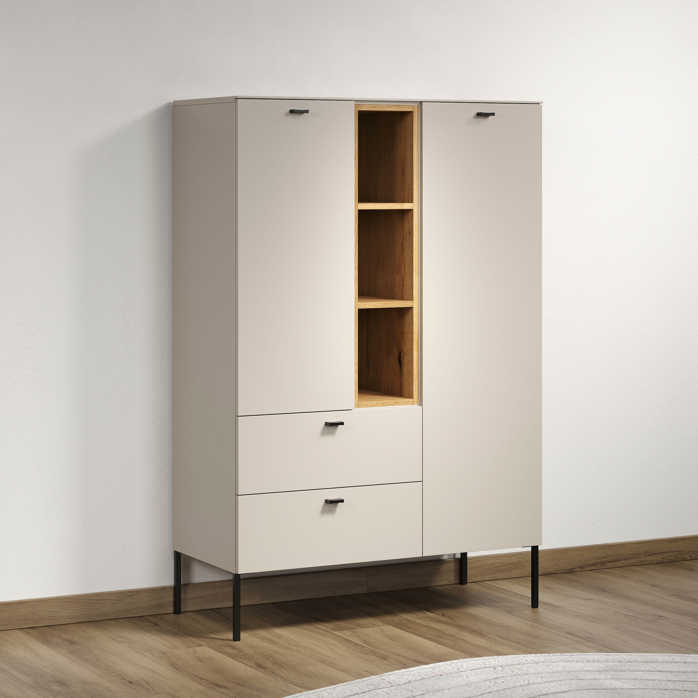 Places of Style Highboard »San Pedro«, (1 St.), Highboard, 2 Türen, 2 Schubkasten & Soft-Close - (B/T/H) 93/42/140 cm