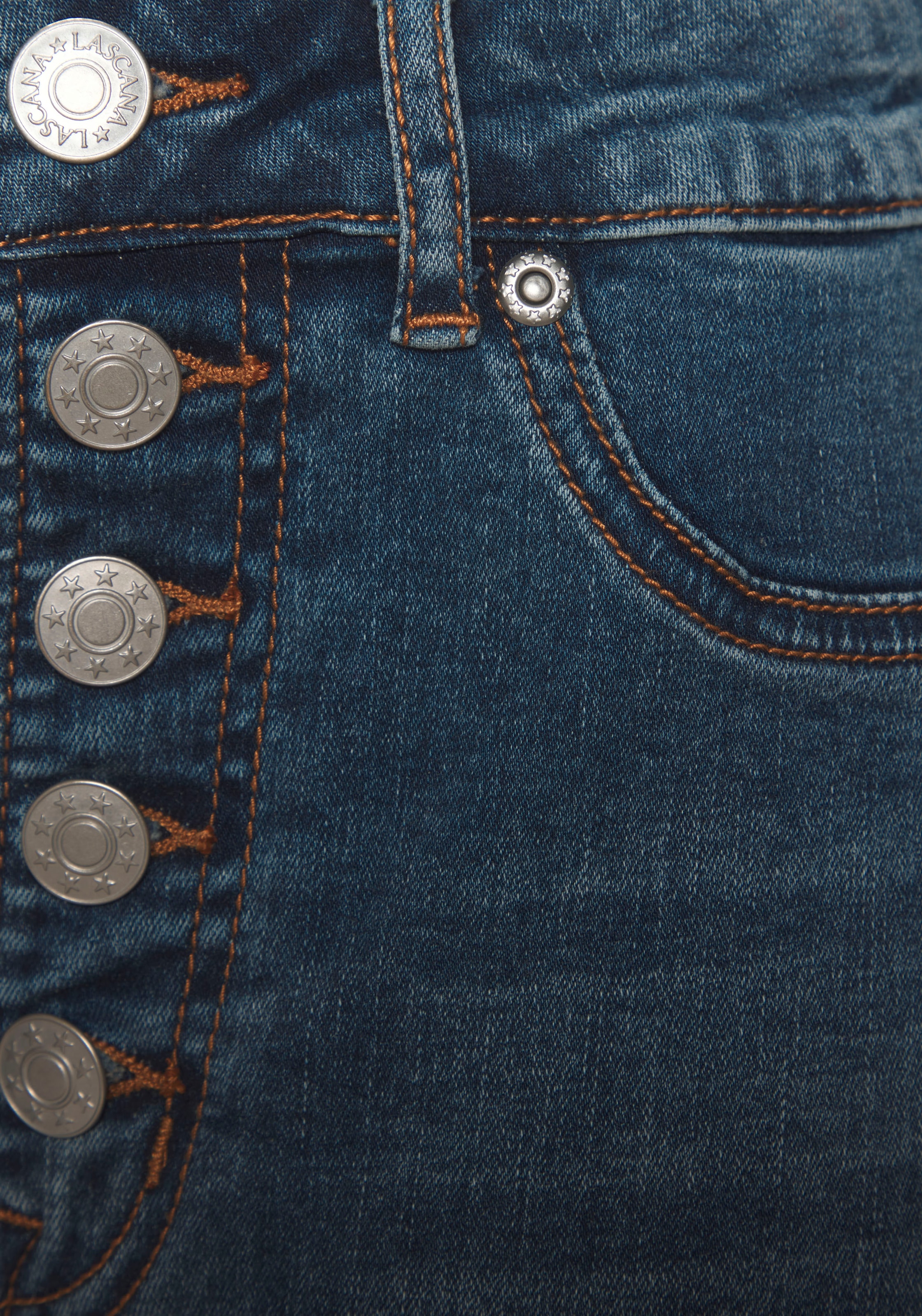 LASCANA Jeans taille haute mit sichtbarer Knopfleiste und Stretch-Anteil, Skinny, High Waist
