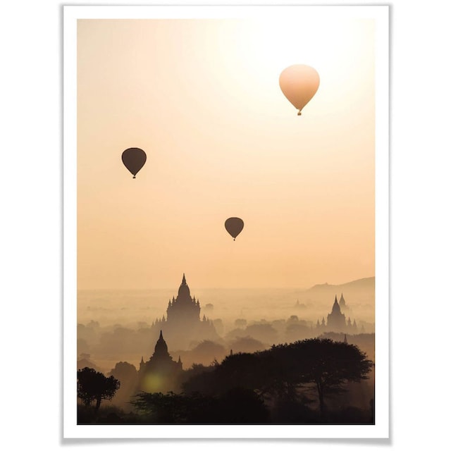 Wall-Art Poster »Morgen über Bagan«, Landschaften, (1 St.), Poster, Wandbild,  Bild, Wandposter jetzt kaufen