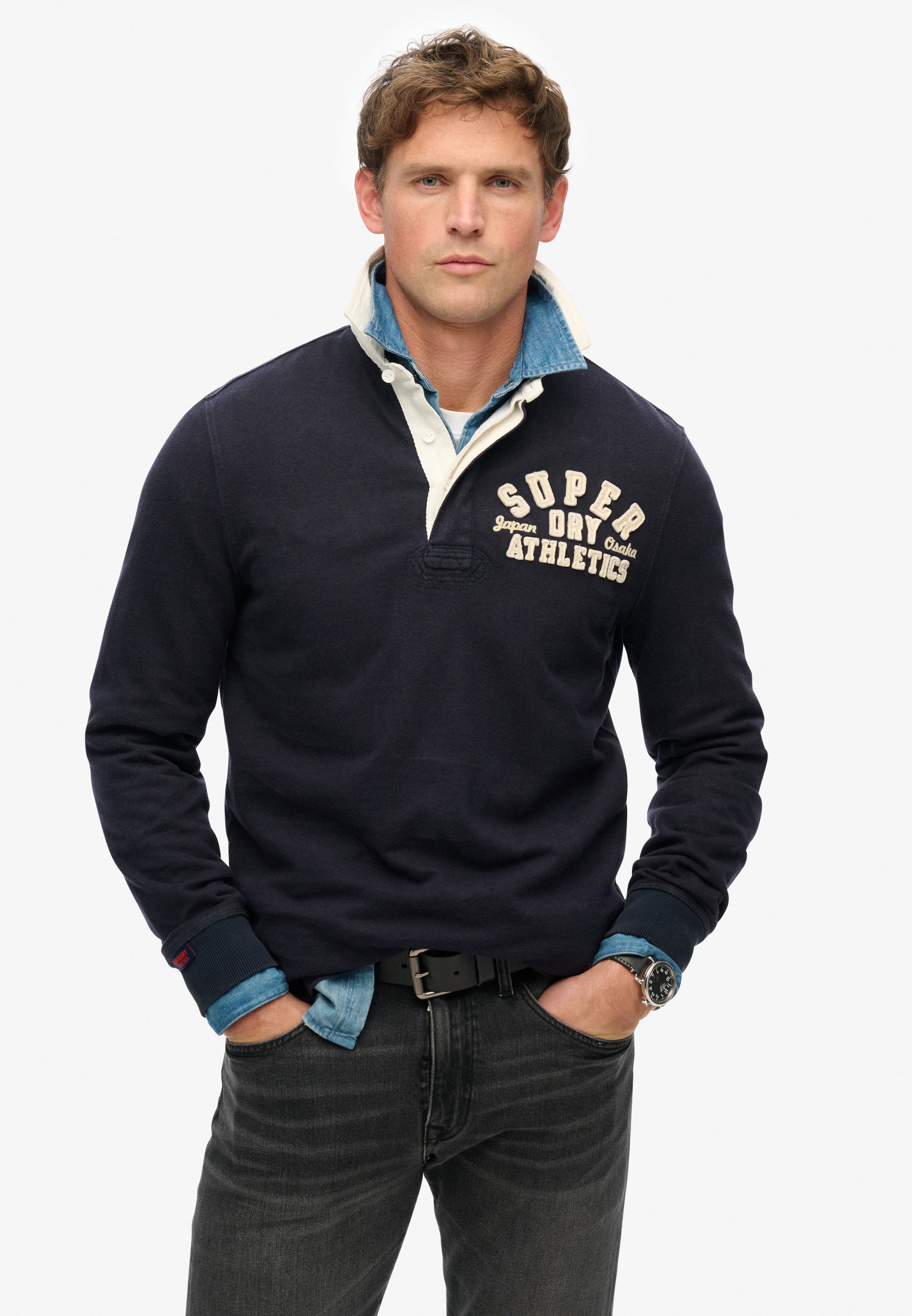 Superdry T-shirt à manches longues »VINTAGE ATHLETIC RUGBY« Baumwolle, relaxed fit