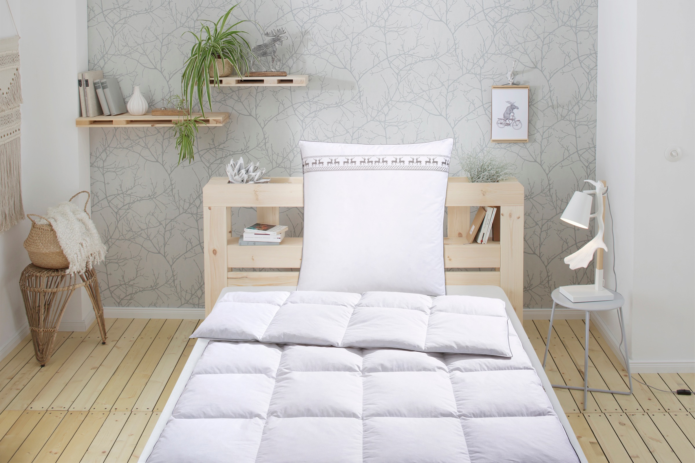 Image of GOODproduct Federbettdecke + Kopfkissen "Forsakar, Bettdecke 135x200 cm, 155x220 cm, Sommer, Winter" 2-tlg., Set mit Kissen 80x80 cm, Made in Germany