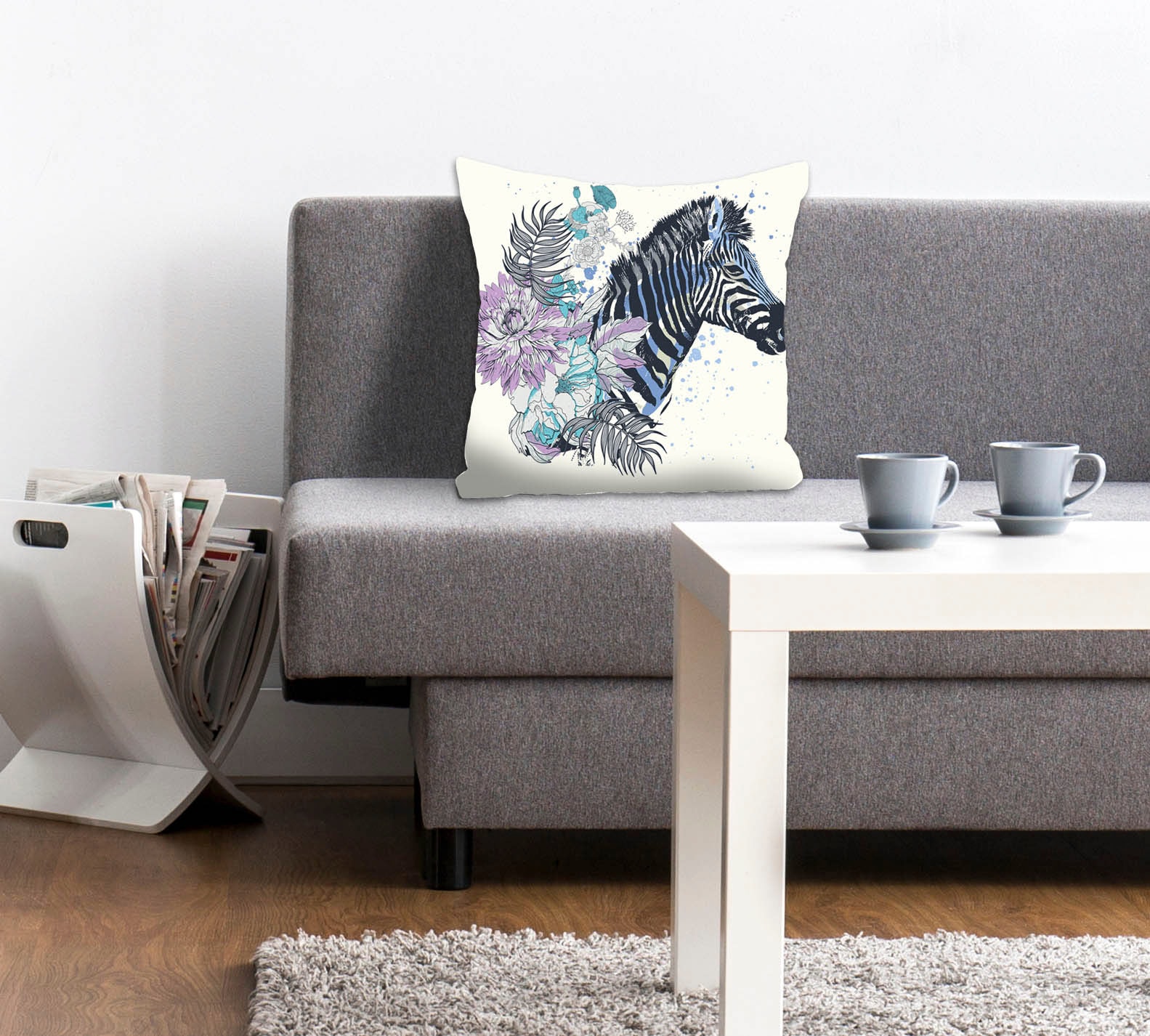 Image of queence Dekokissen "Vesna" Kissenhülle,Zebra,Blumen,Bunt,Tropisch,Muster,Wild,Exotisch,Natur