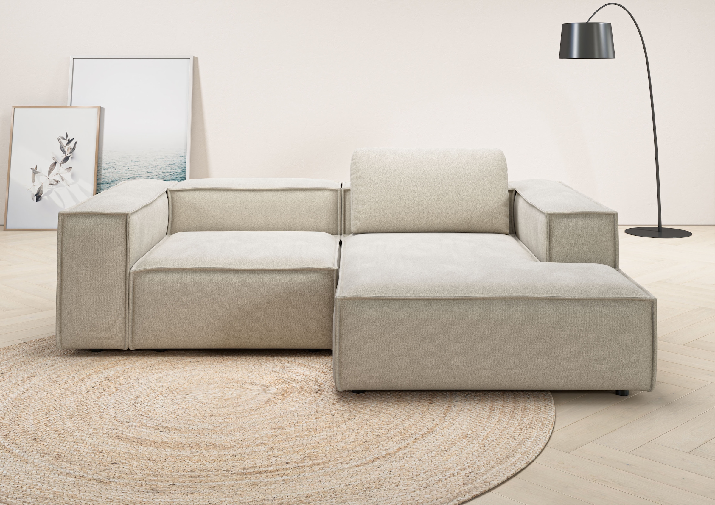 Image of Home affaire Ecksofa "Watertown, kompakte L-Form, Japandi Design, 246 cm Breite" modernes Ecksofa mit Flachgewebe SIMPLY CLEAN, platzsparend & bequem