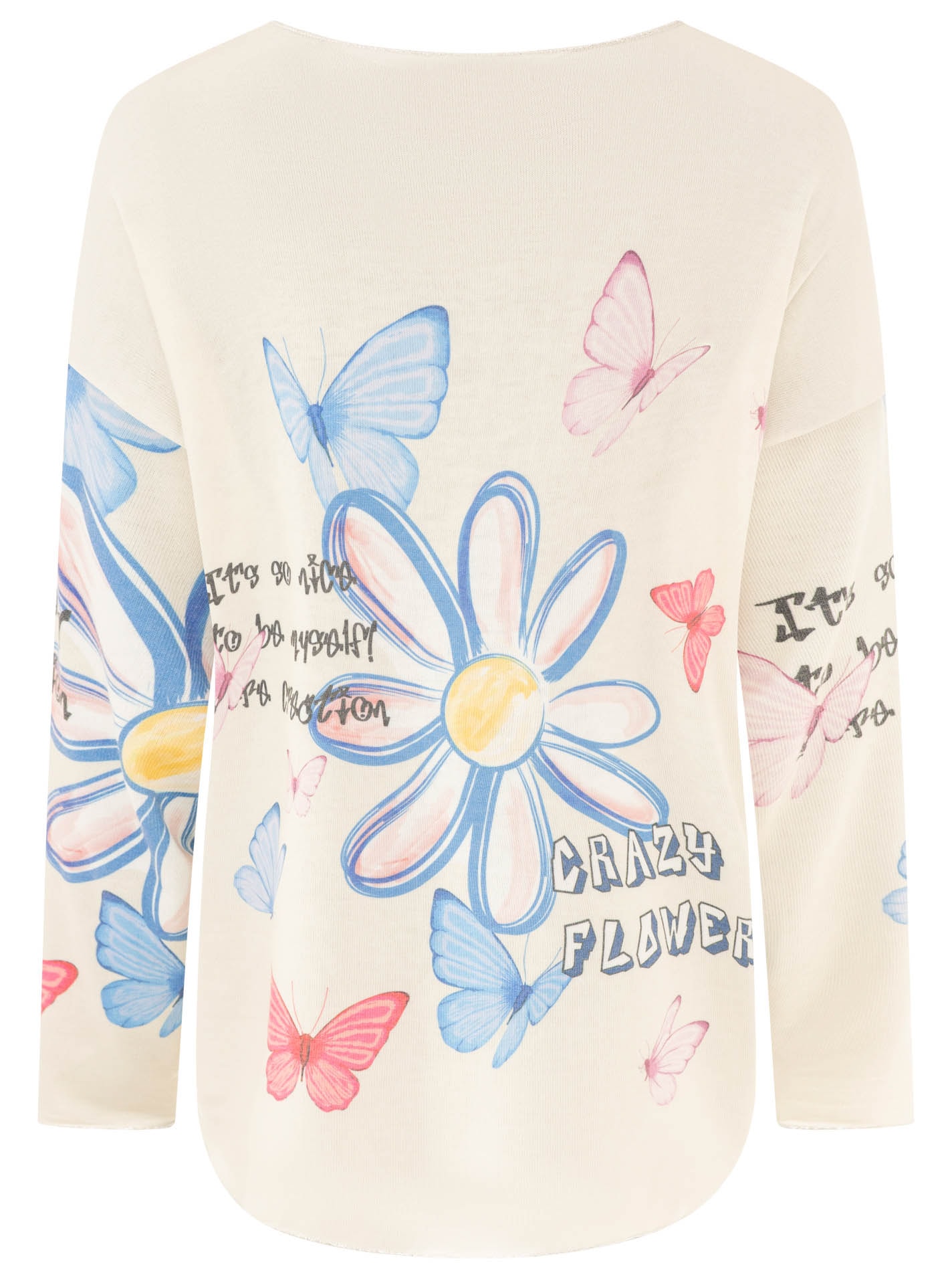 Zwillingsherz T-shirt à manches longues »"Crazy Flower"« Blumendesign, V-Neck, leichtes Material