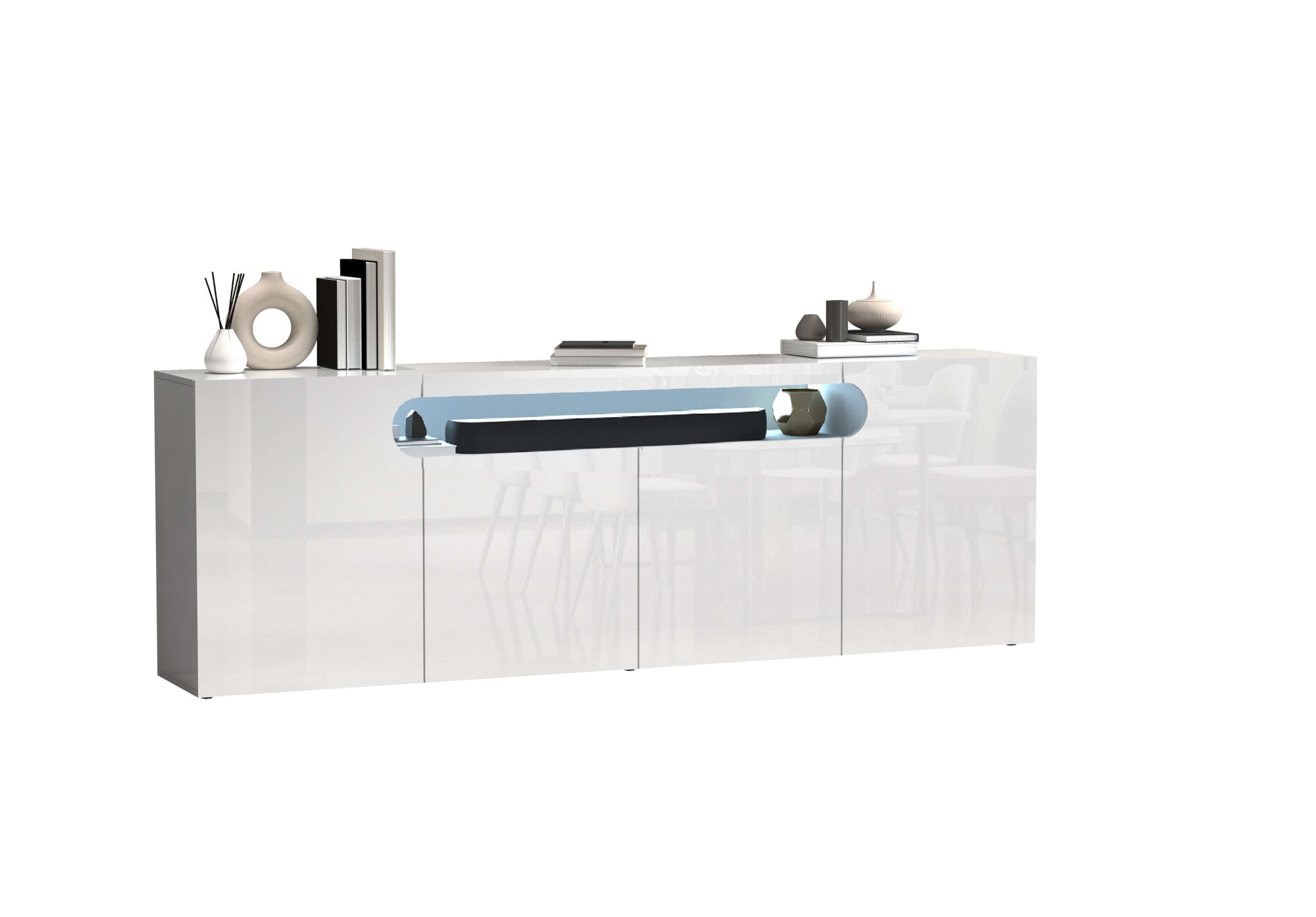 GOODproduct Buffet »Sideboard REAL, Kommode, Schrank, Kredenz« 1 cuis tlg. Avec 4 portes, dont 2 arrondies formant une niche ovale ouverte