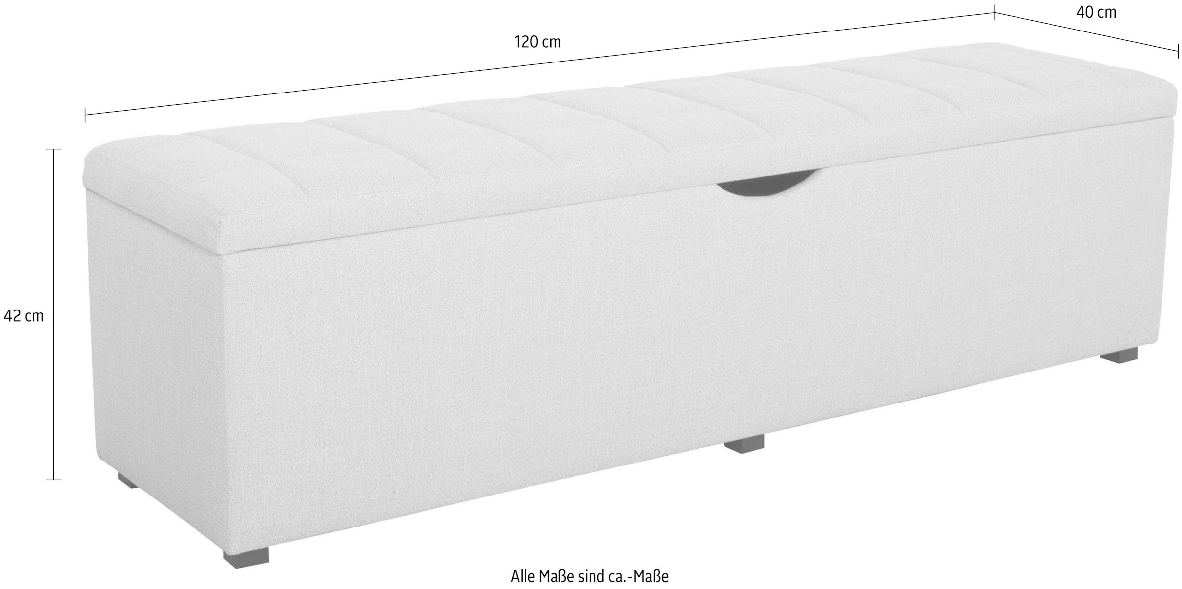Home affaire Banc à tabouret »Checked« avec rangement, largeur 120 cm et 160 cm, adapté comme banquette-lit