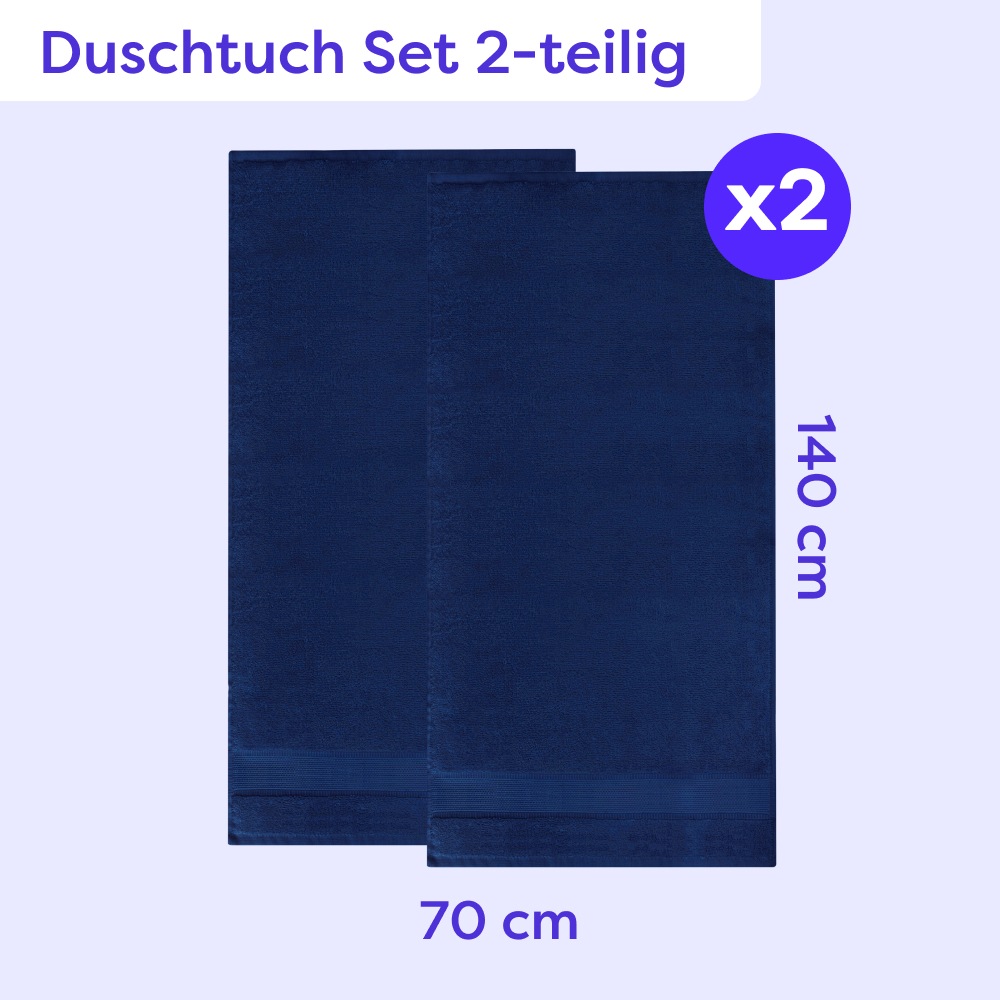 Wolkenfeld Duschtücher »Premium Low-Twist Baumwolle 550 g/m² – 2 grosse Duschtücher« 70×140 cm – weich, saugfähig und ideal für Bad & Wellness