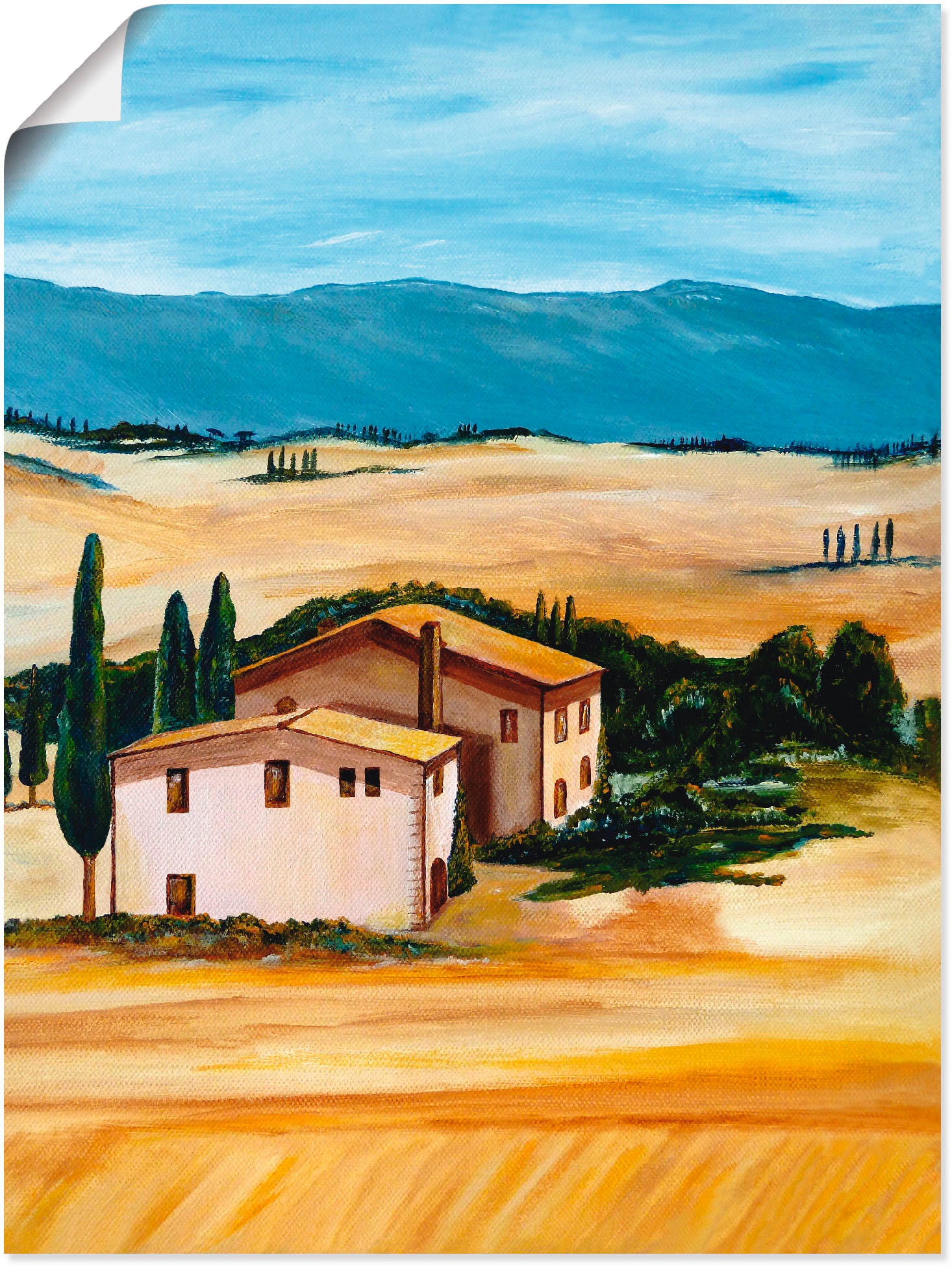 Image of Artland Wandbild »Sommer in der Toskana«, Felder, (1 St.), in vielen Grössen & Produktarten - Alubild / Outdoorbild für den Aussenbereich, Leinwandbild, Poster, Wandaufkleber / Wandtattoo auch für Badezimmer geeignet bei Ackermann Versand Schweiz