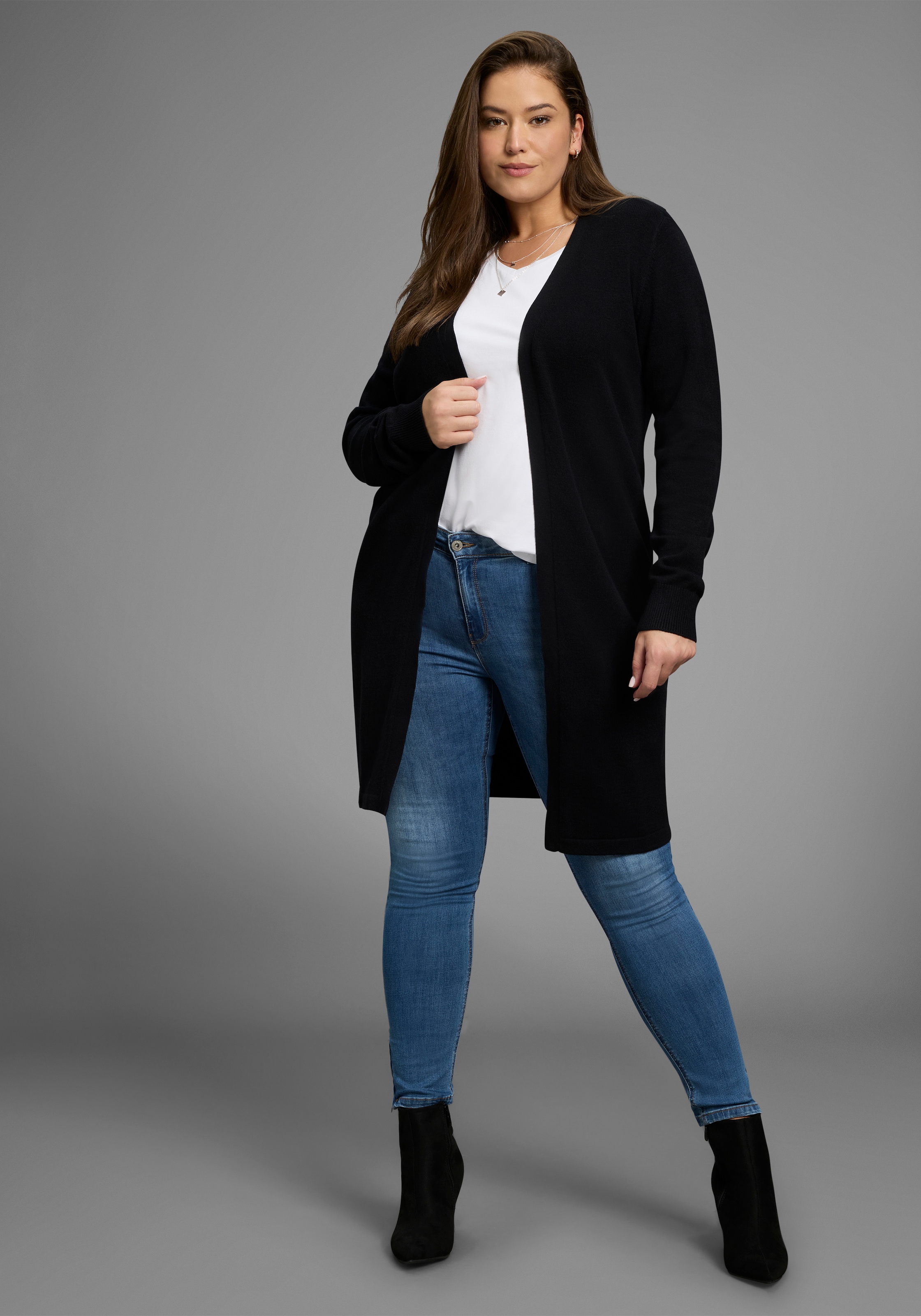 Laura Scott CURVE Longstrickjacke, mit 3/4 Länge - GROSSE GRÖSSEN