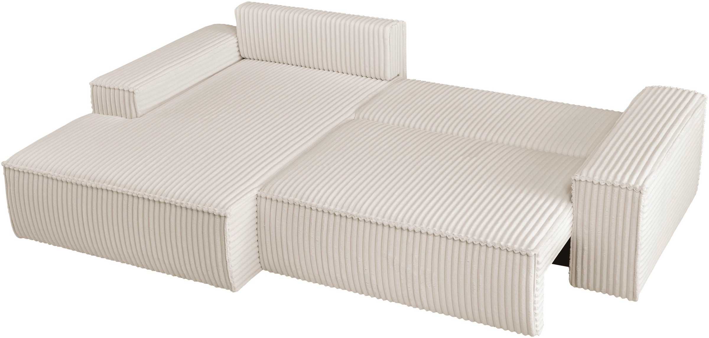 GOODproduct Ecksofa »FINNLEY, L-Form 257 cm, Schlafsofa« mit Bettkasten, in Bouclé, Struktur fein und Mega Cord