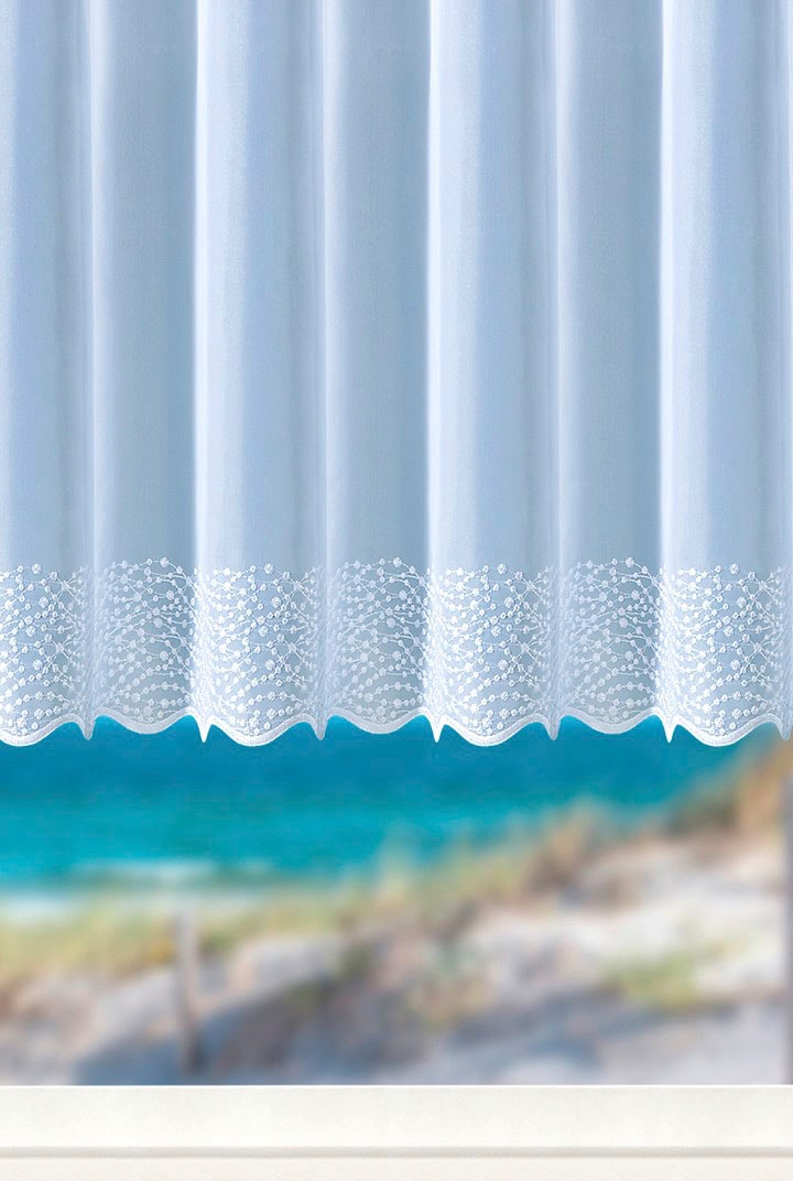 Weckbrodt Gardine »Duisburg« Kräuselband 1 Stk. tlg. echte Stickerei, Voile, transparent, Bordüre, Kante, gebogt, Store