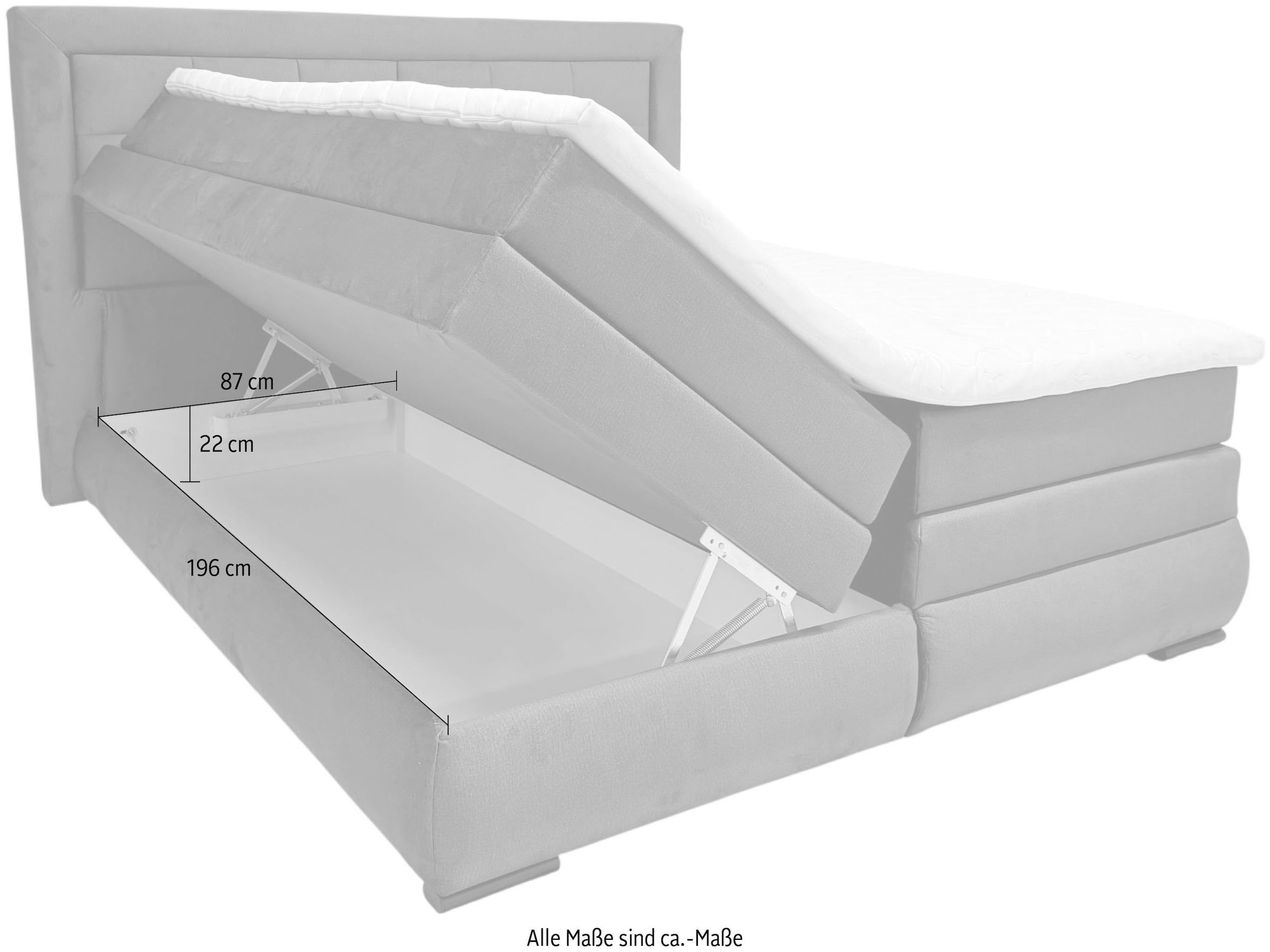 GOODproduct Boxspringbett »MIVVA inkl. Bettkasten & Topper, Komfortliegehöhe: 67cm, Breite: 180cm« in H3, H4 oder Hmix H3/H4, wahlweise mit oder ohne LED-Leuchten