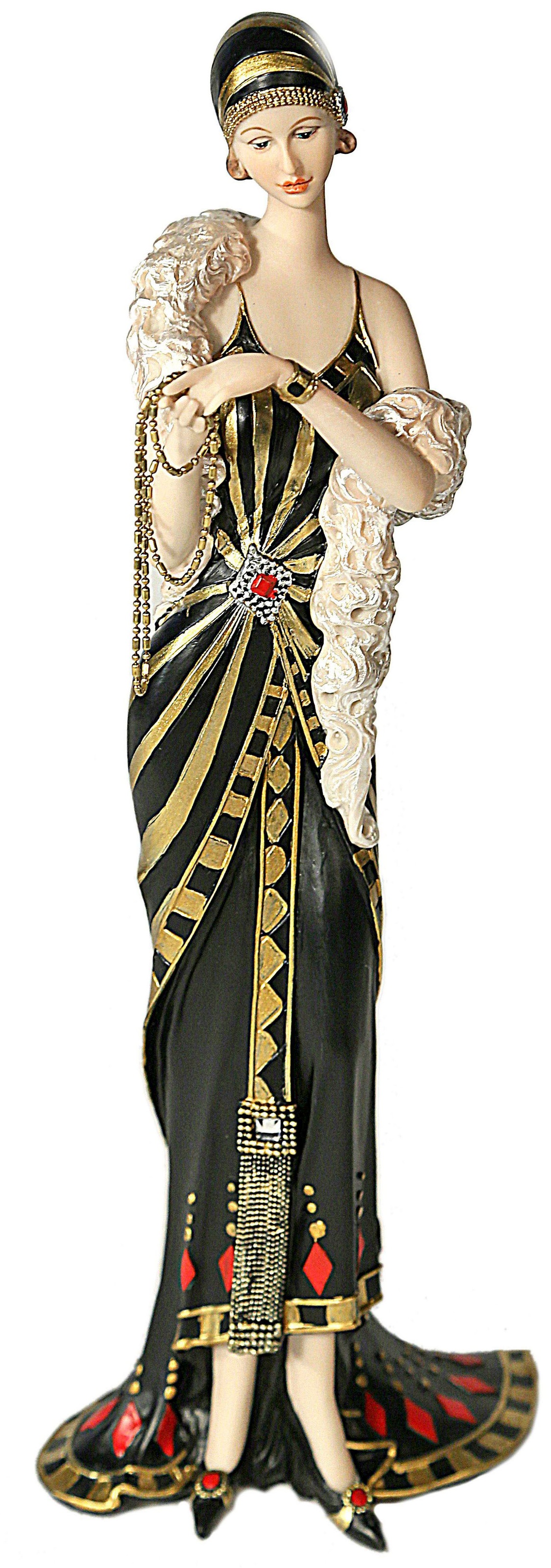 Image of Casa Collection by Jänig Dekofigur »elegante Dame stehend mit Kette in der Hand, schwarz-goldfarben, H: 33cm«, (1 St.) bei Ackermann Versand Schweiz