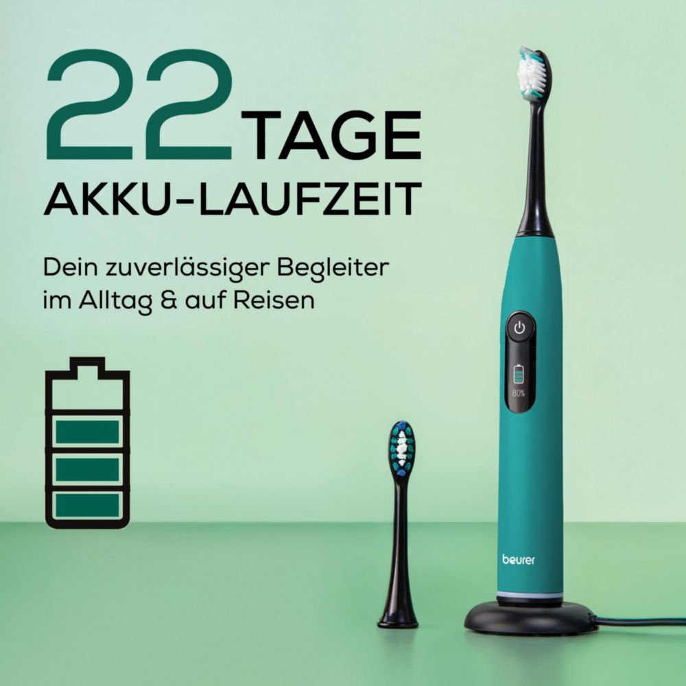 BEURER Elektrische Zahnbürste »SC 50«, 2 St. Aufsteckbürsten, Mit Andrucksensor, 80.000 Schwingungen/Min und 2-Minuten Timer