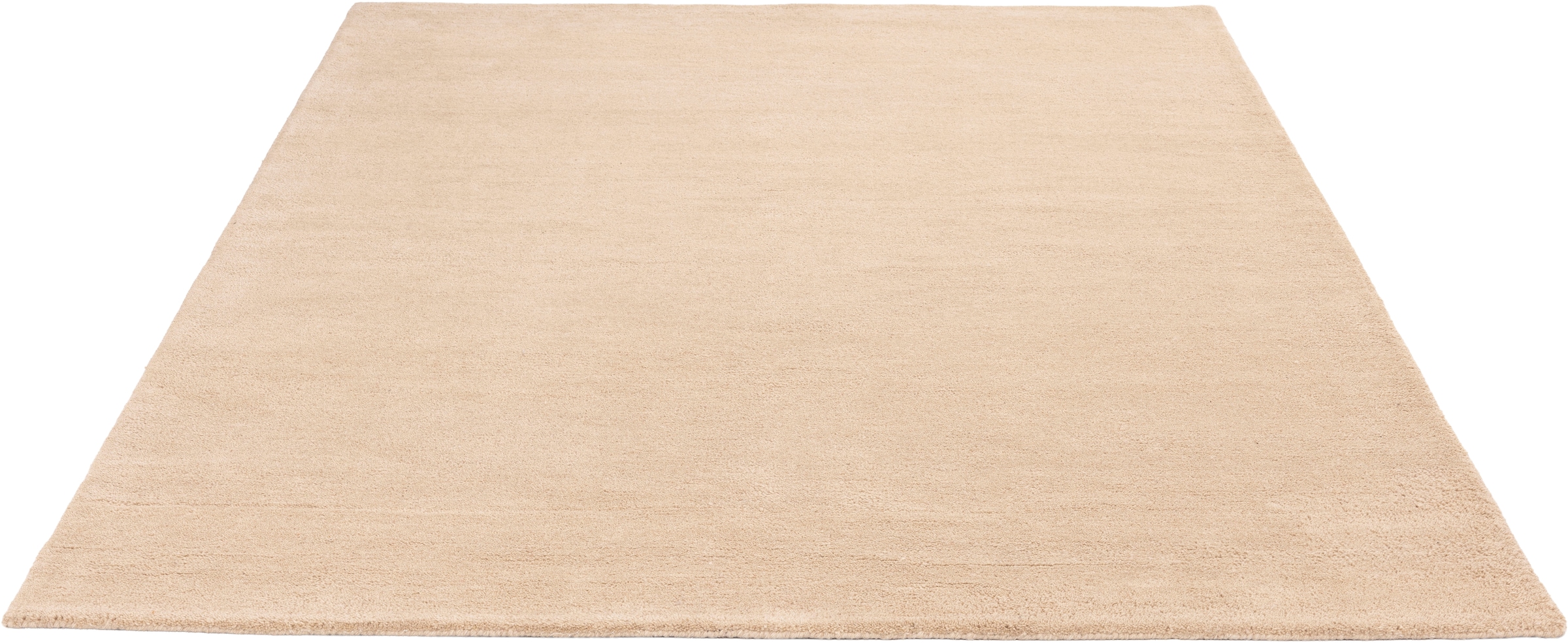 my home Wollteppich »Gabbo Natur,  Handweb Teppich,  reine Wolle, handgewebt« rechteckig 14 mm Höhe reine Wolle, Uni,handgewebt, Wohnzimmer, Schlafzimmer, Esszimmer