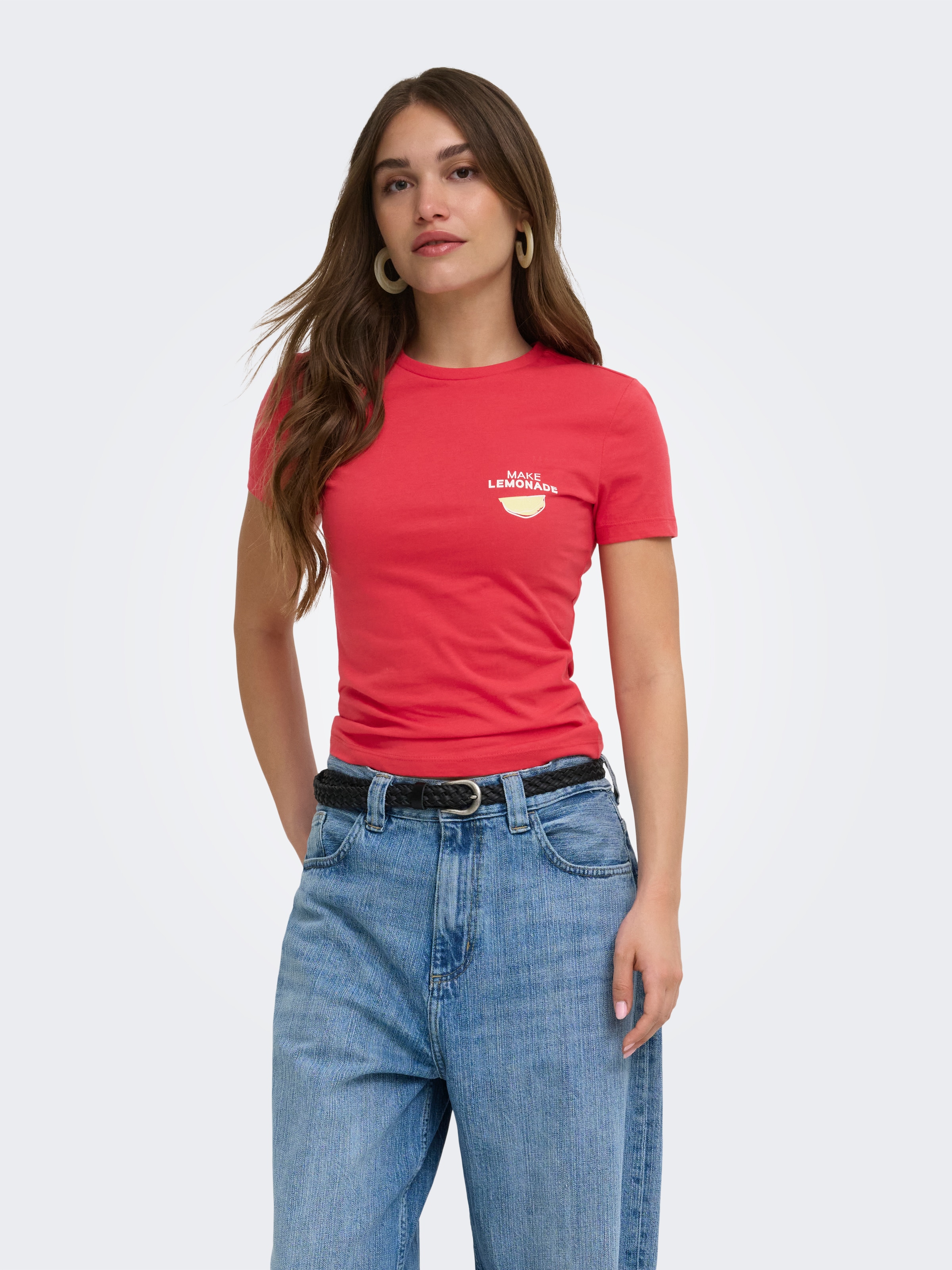 ONLY T-Shirt »ONLVIVVI S/S TEE BOX JRS« Baumwolle, Rundhals