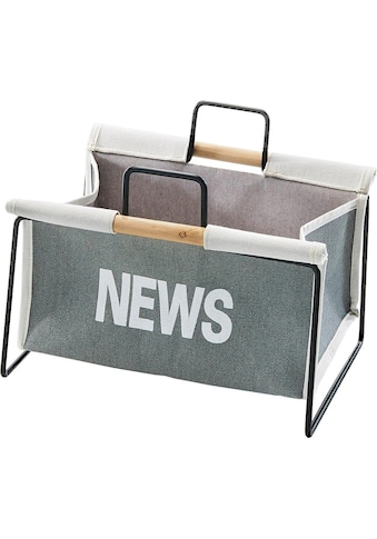 Zeitungsständer »Zeitungsständer aus Metall, schwarz und Canvas grau«