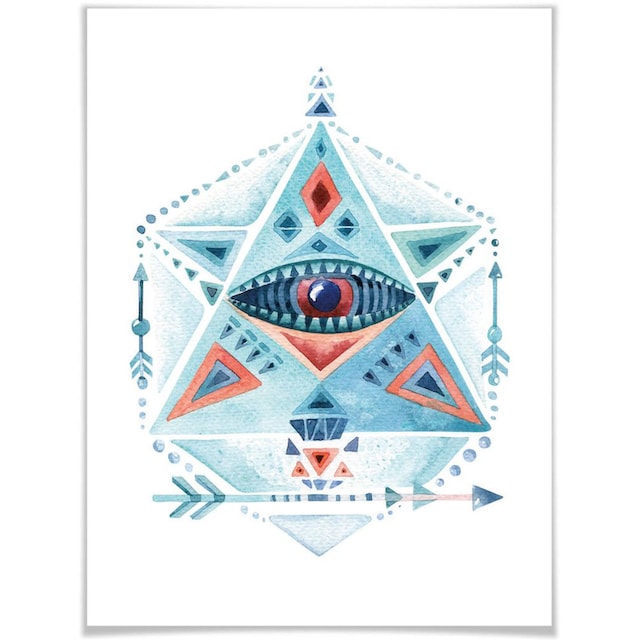 Wall-Art Poster »Boho Deko Blaues Prisma Dreieck«, Grafik, (1 St.), Poster,  Wandbild, Bild, Wandposter günstig kaufen