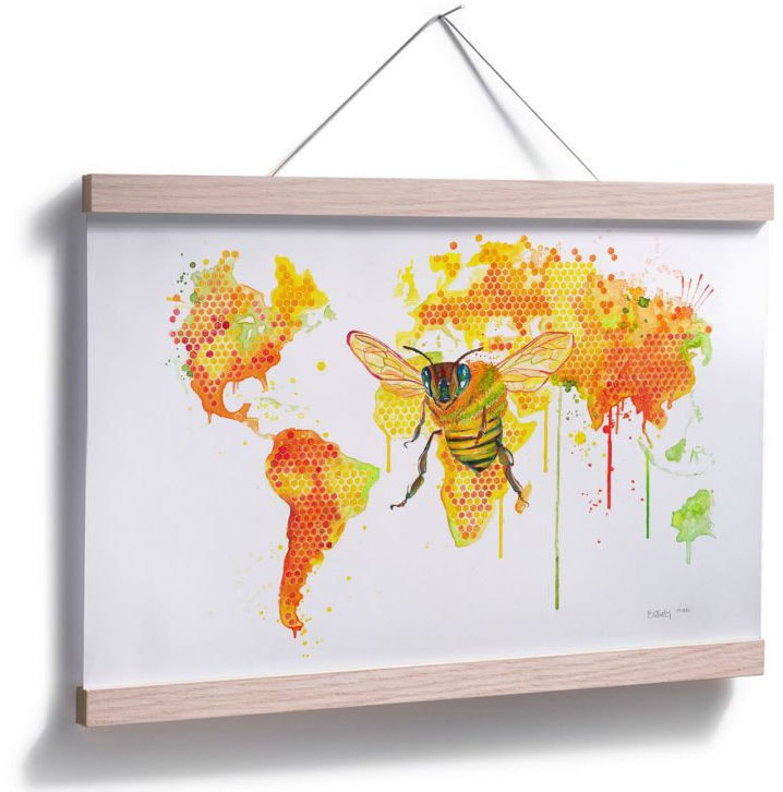 Wall-Art Poster »Bees World Bienenkönigin«, Schriftzug, (1 St.), Poster ohne Bilderrahmen