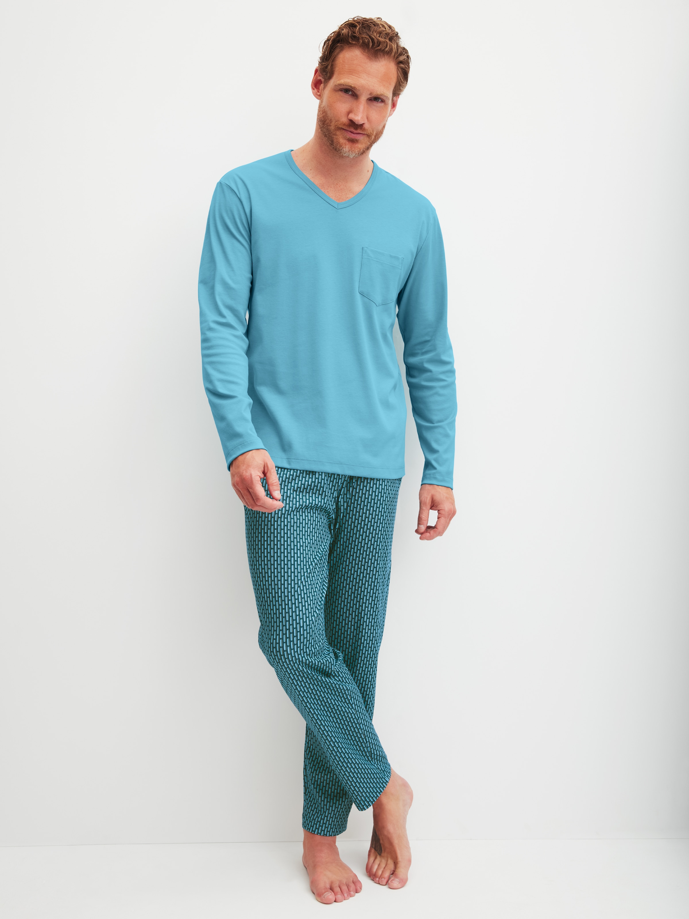 Image of CALIDA Schlafanzug "Relax Streamline 1" 2 tlg. mit praktischem V-Ausschnitt