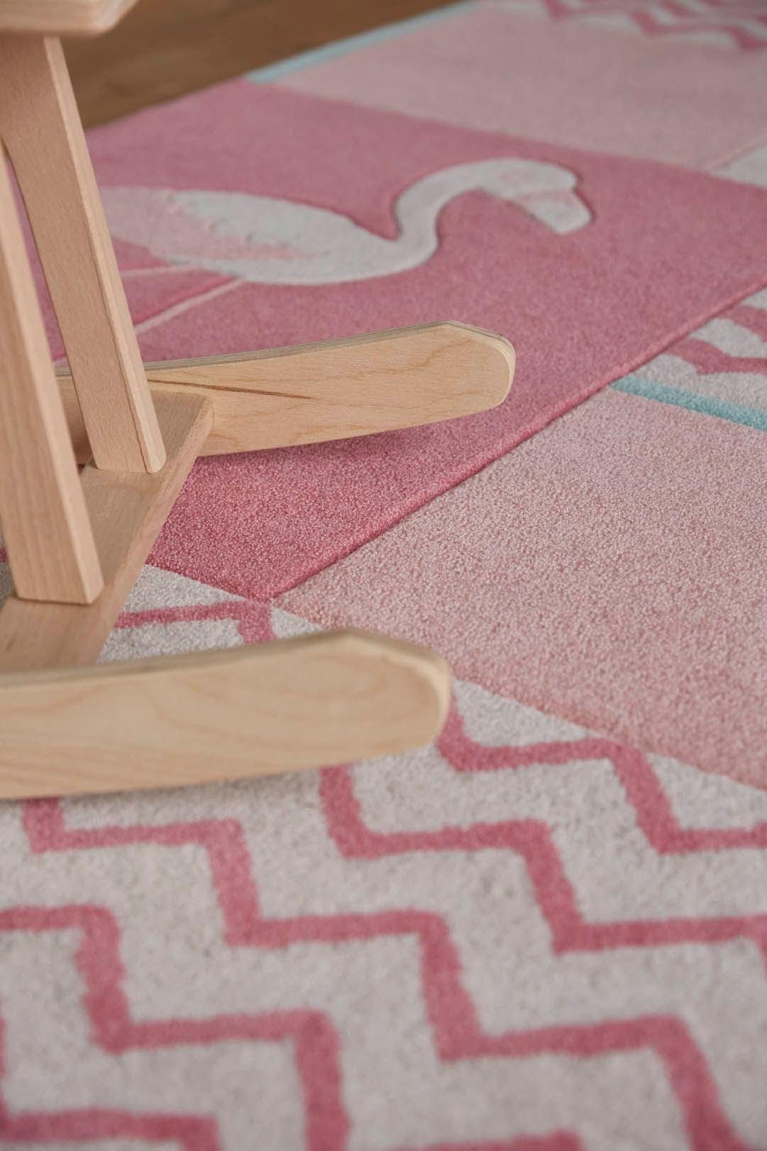 SMART KIDS Kinderteppich »Fruity Flamingo«, rechteckig, 9 mm Höhe, Flamingos Palmen, Konturenschnitt