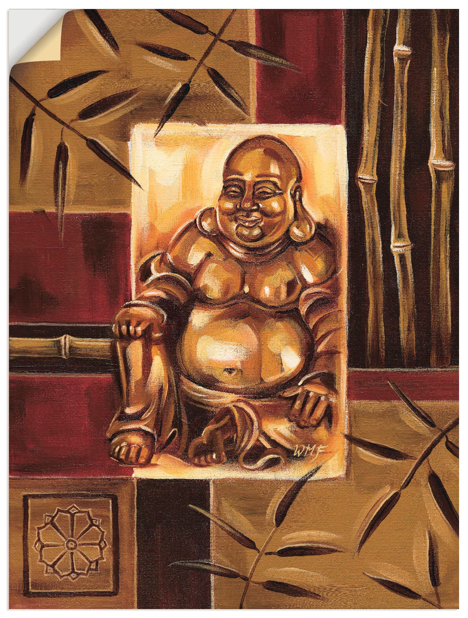 Image of Artland Wandbild »Lachender Buddha«, Religion, (1 St.), in vielen Grössen & Produktarten -Leinwandbild, Poster, Wandaufkleber / Wandtattoo auch für Badezimmer geeignet bei Ackermann Versand Schweiz