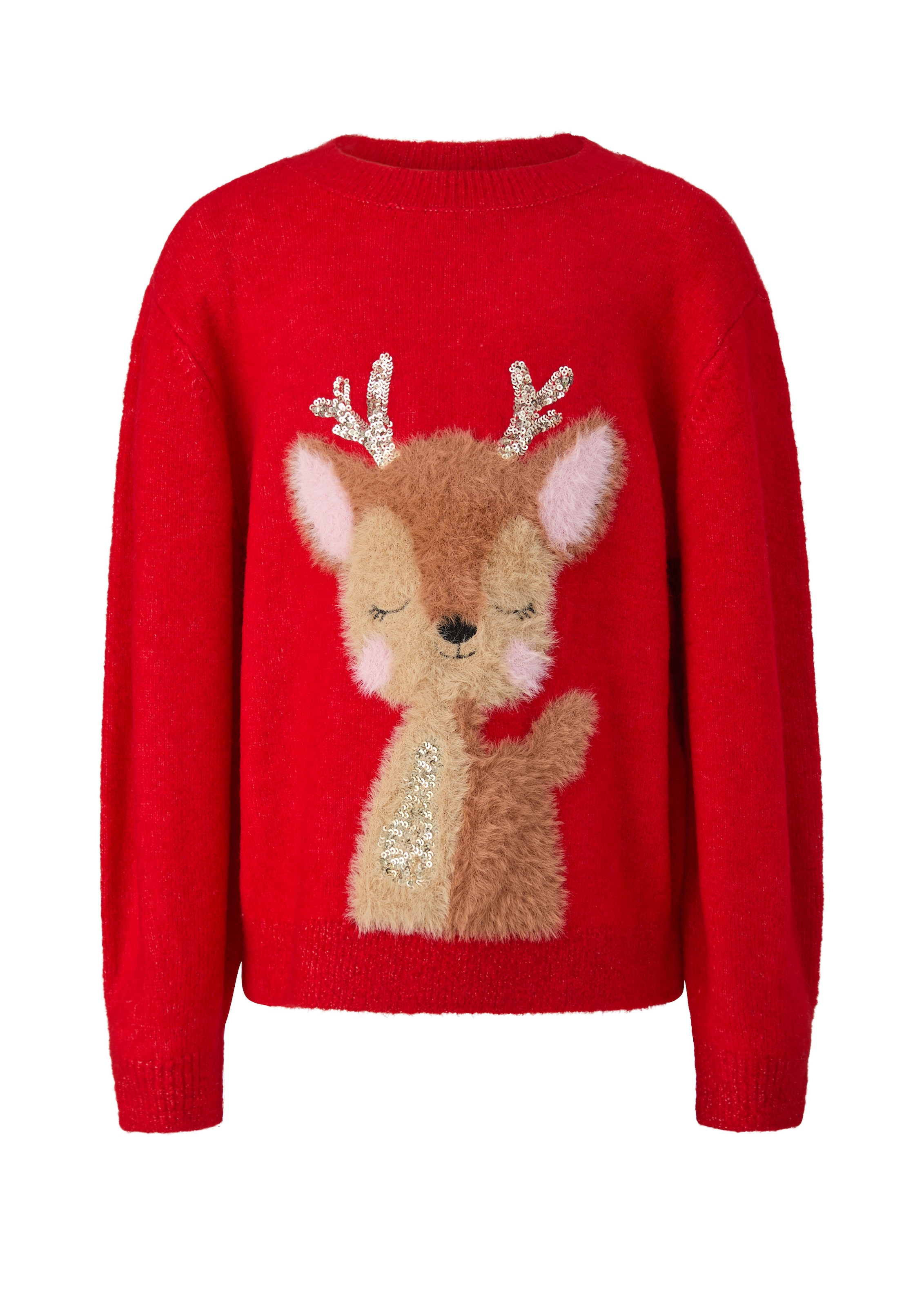 s.Oliver Junior Pull de Noël avec intarsia de renne et sequins