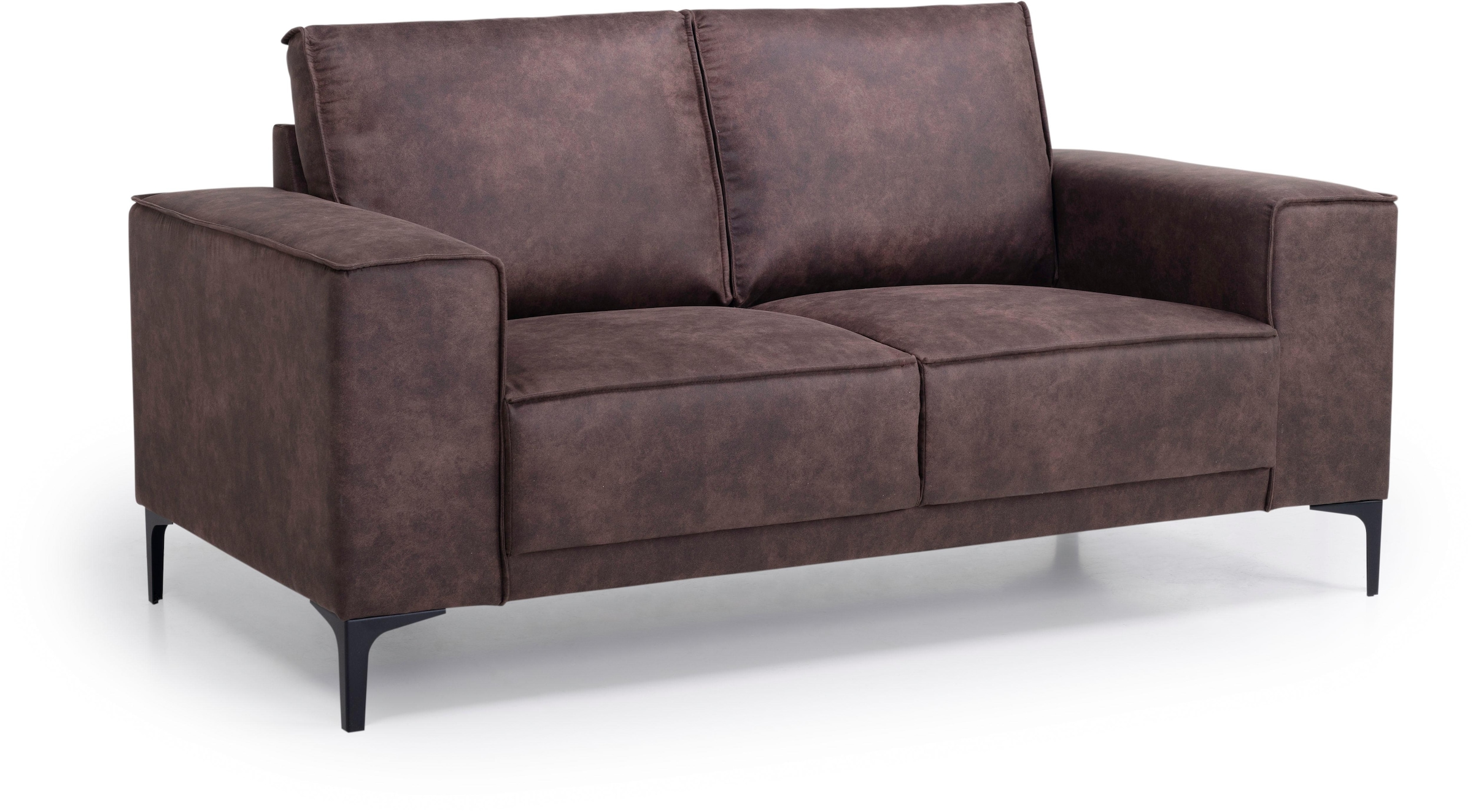 Places of Style 2-Sitzer »Kompaktsofa Oland, Struktur, Flachgewebe, Luxus-Microfaser, Boucle«, 164 cm, Wellenunterfederung, Skandi-Design, Metallfüsse