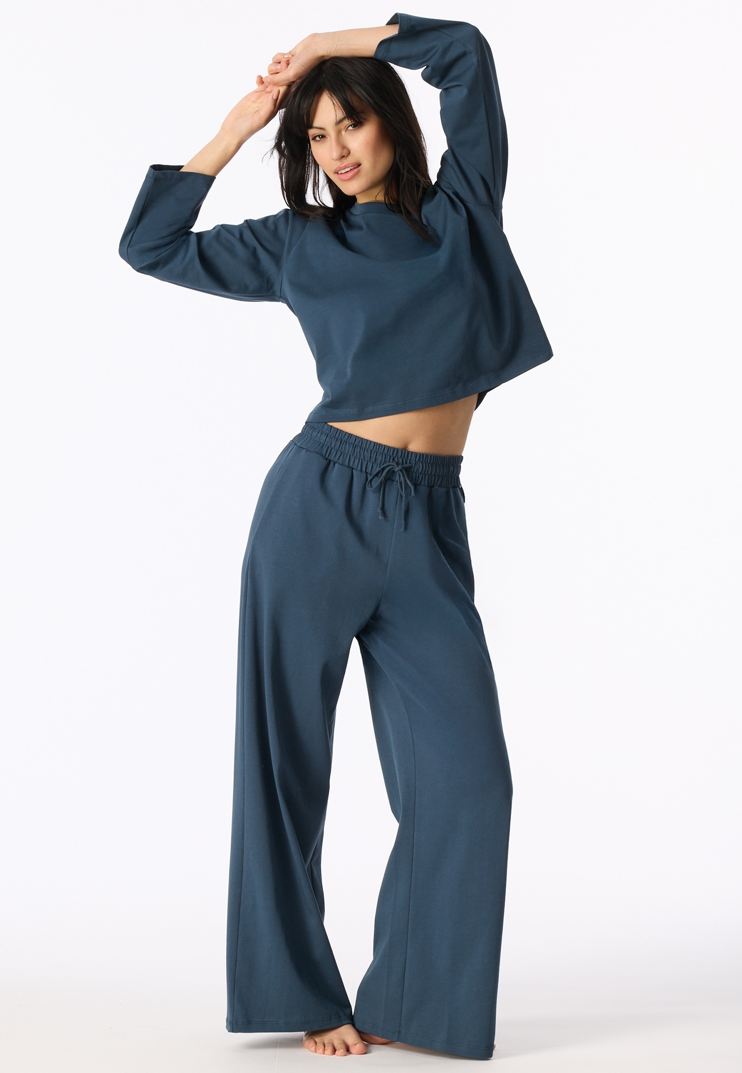 Image of Schiesser Pyjamahose "Mix + Relax" seitliche Taschen, weites Bein, Baumwolle, Bindekordel