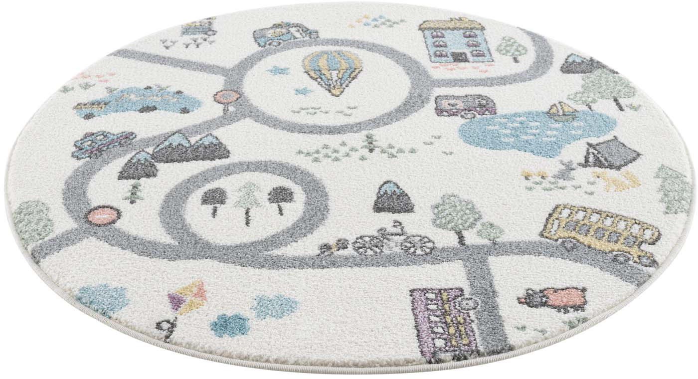 Image of Carpet City Kinderteppich »Anime9376«, rund, 11 mm Höhe, Strassen-Spiel-Teppich, Auto, Weicher Flor, Pflegeleicht, Kinderzimmer bei Ackermann Versand Schweiz