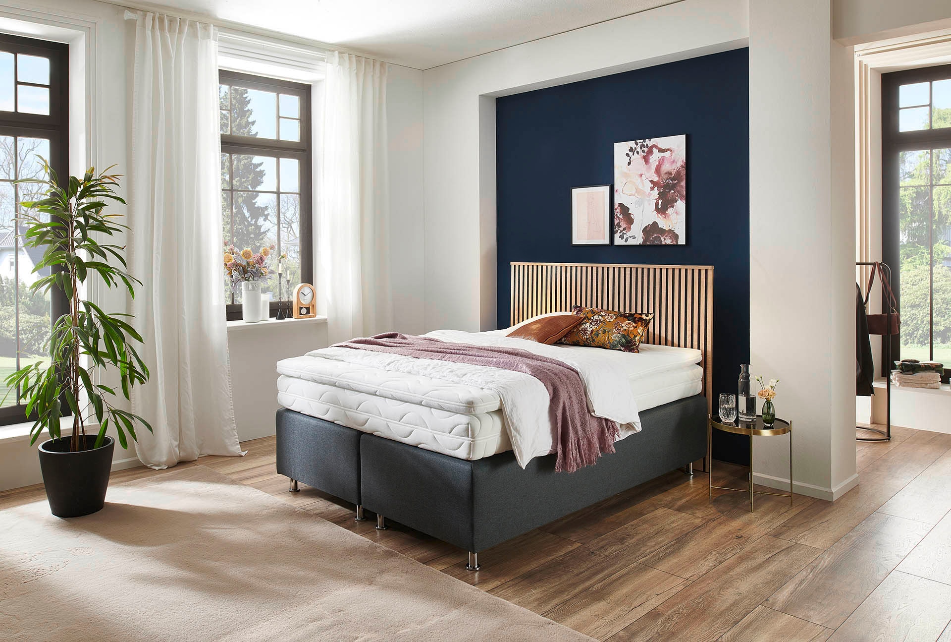 Westfalia Schlafkomfort Boxspringbett »Quercus«, wahlweise mit LED-Beluchtung, 3 Matratzenarten zur Auswahl