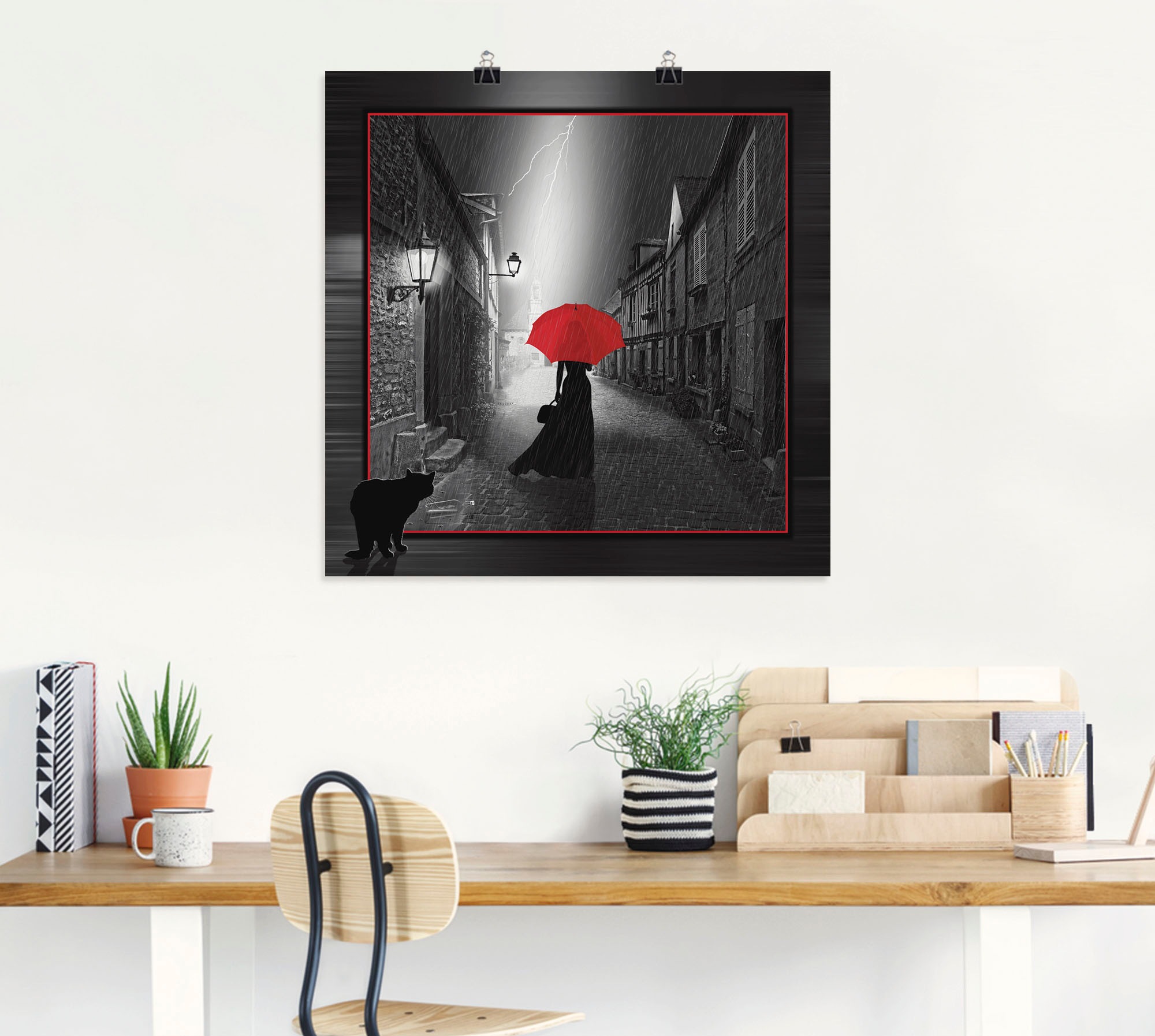 Artland Fresque murale »Die Frau mit dem roten Schirm 2« 1 cuis tlg. als Leinwandbild, Poster in verschied. Grössen