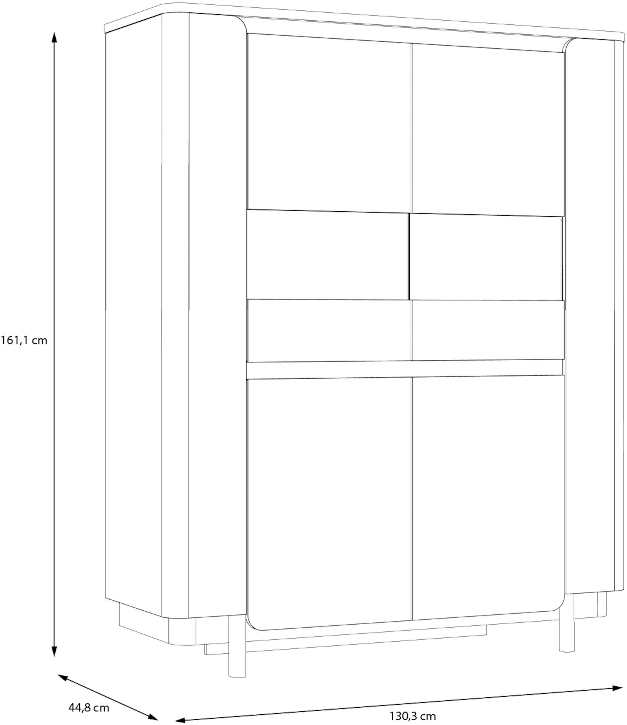 FORTE Vitrines »Vodol« highboard, portes lisses, bords arrondis