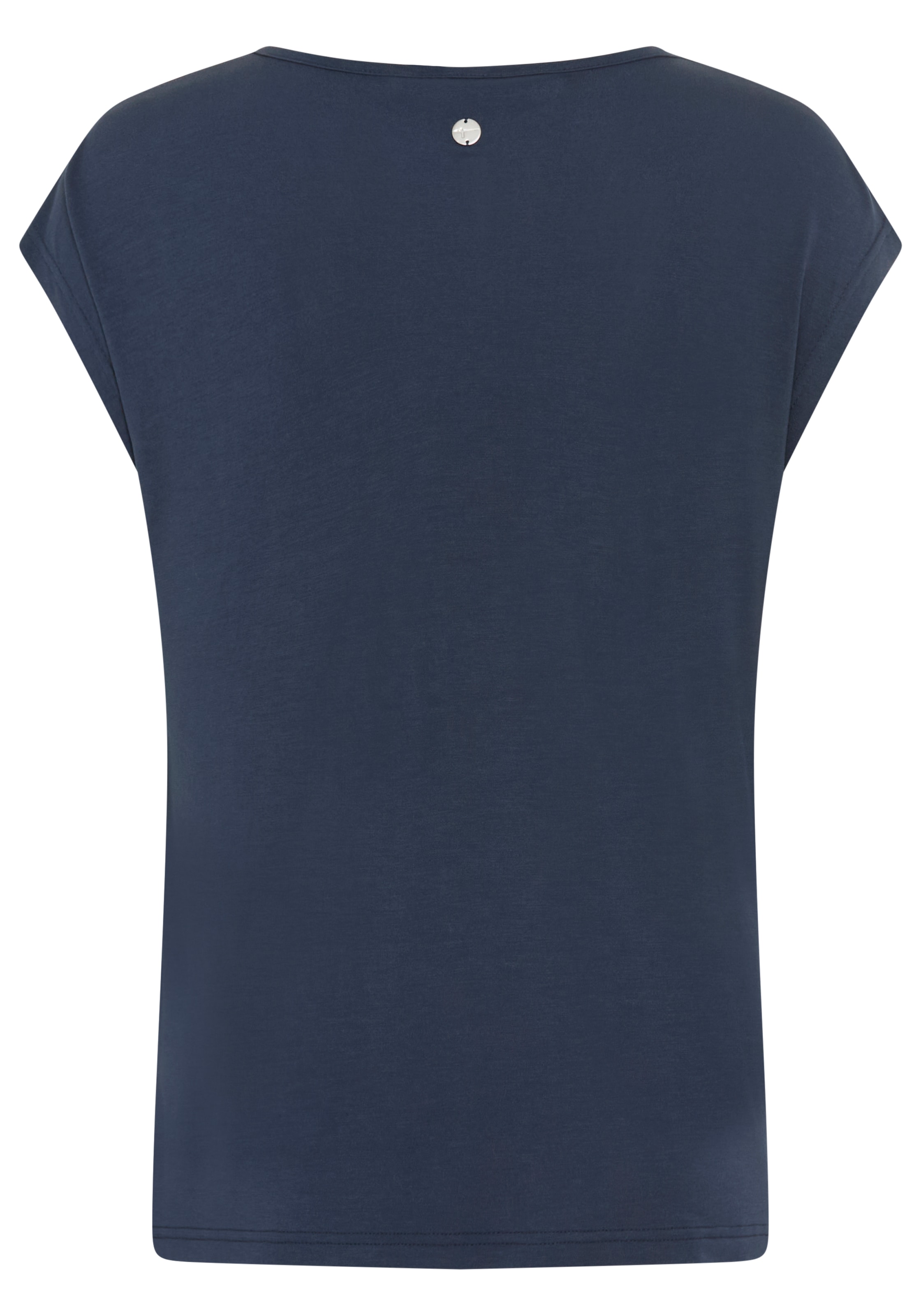 Tamaris Kurzarmshirt mit fliessendem Wasserfallausschnitt, lässig geschnitten