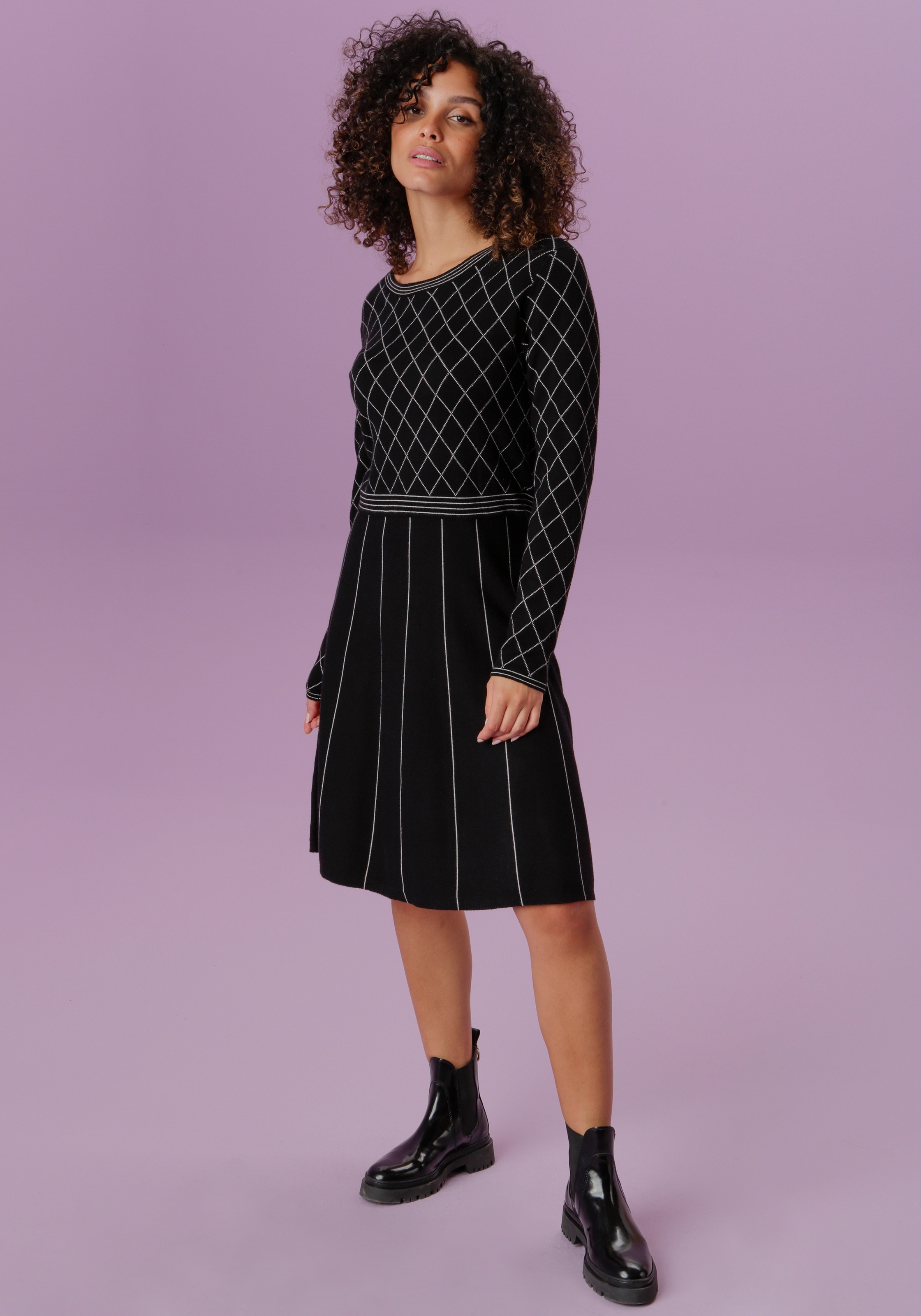 Image of Aniston SELECTED Strickkleid, mit Streifen- und Rauten-Muster - NEUE KOLLEKTION bei Ackermann Versand Schweiz