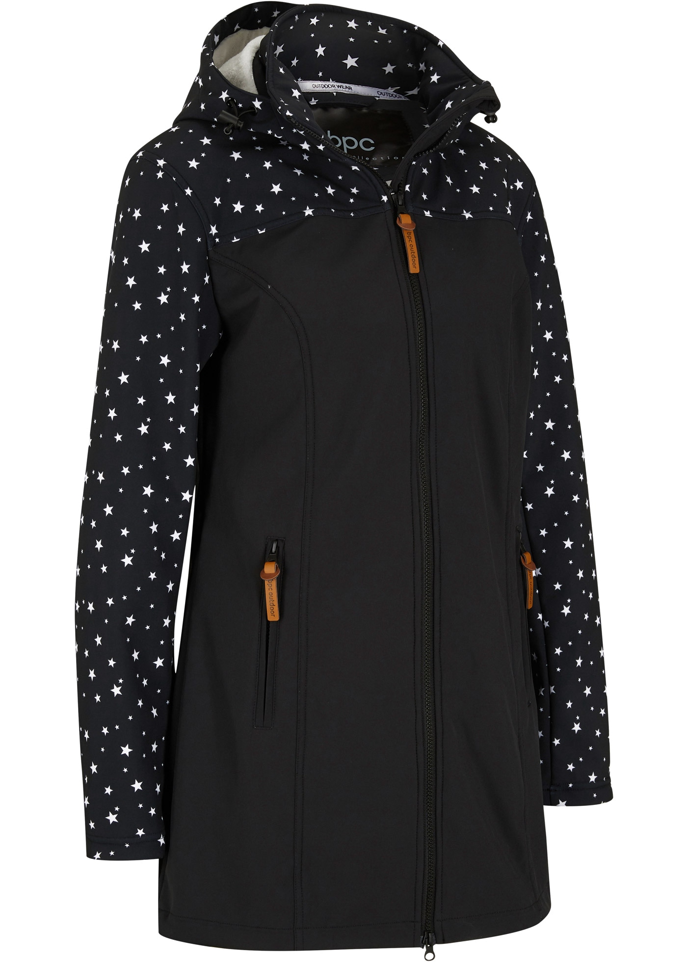 bonprix Softshelljacke mit Kapuze Winterjacke mit Kapuze und Teddyfell