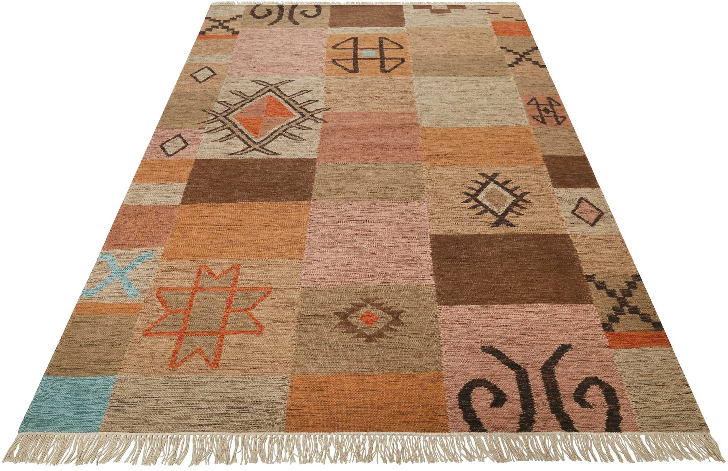 Image of Green Looop Teppich "Monmartre GL-82105" rechteckig 5 mm Höhe handgewebter Naturfaserteppich aus 80% Wolle 20% Baumwolle, Fransen