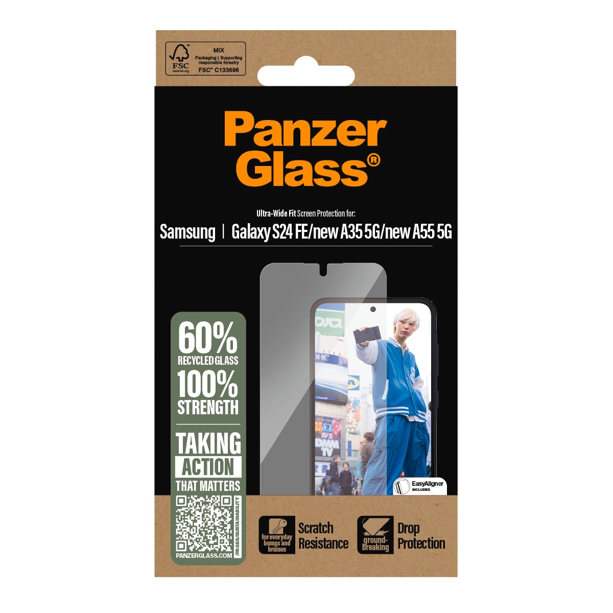 CARE by PanzerGlass Verre de protection d'écran »Ultra-Wide Fit Screen Protector« für Samsung Galaxy S24 FE;Samsung Galaxy A36 5G;Samsung Galaxy A56 5G Displayschutzfolie, Schutzfolie, Bildschirmschutz, kratz- & stossfest