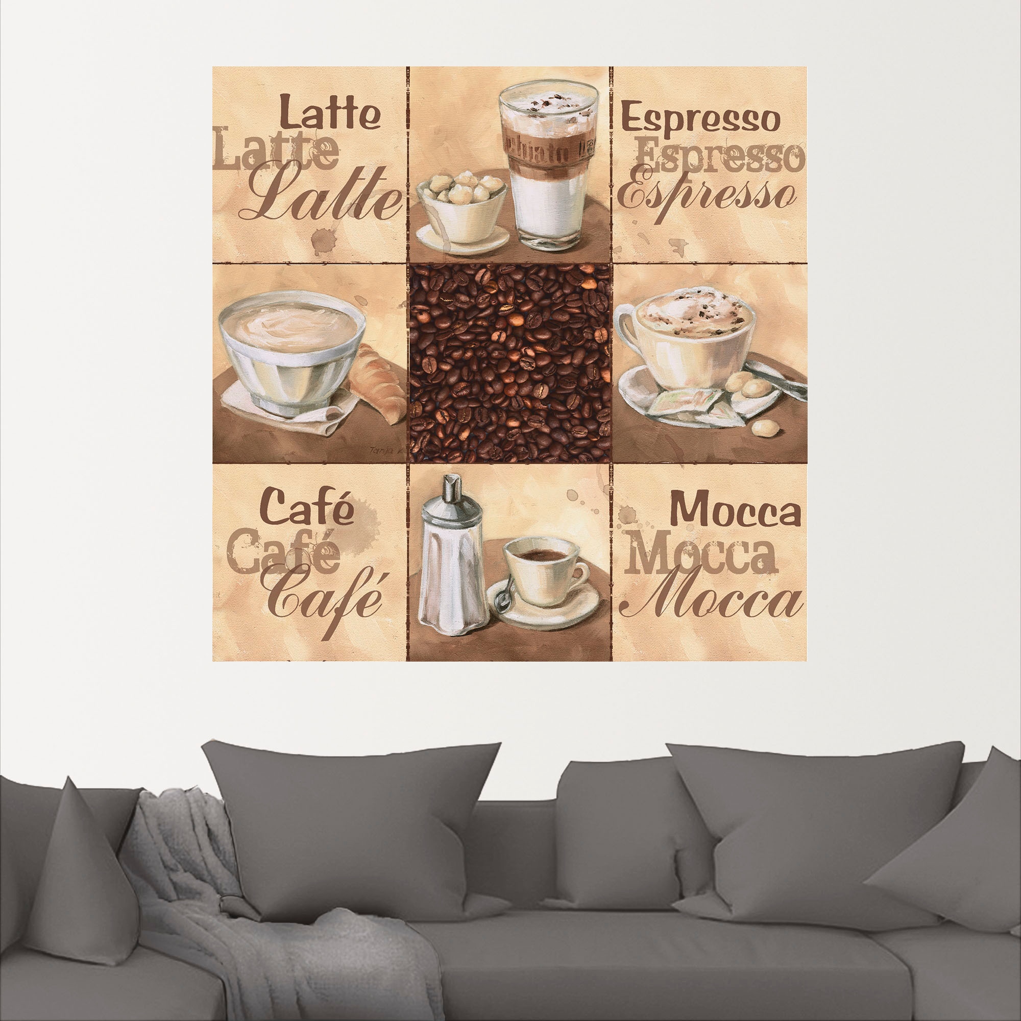 Artland Wandbild »Kaffee Collage Grössen (1 Poster Wandaufkleber St.), in Leinwandbild, als Alubild, versch. oder Getränke, II«