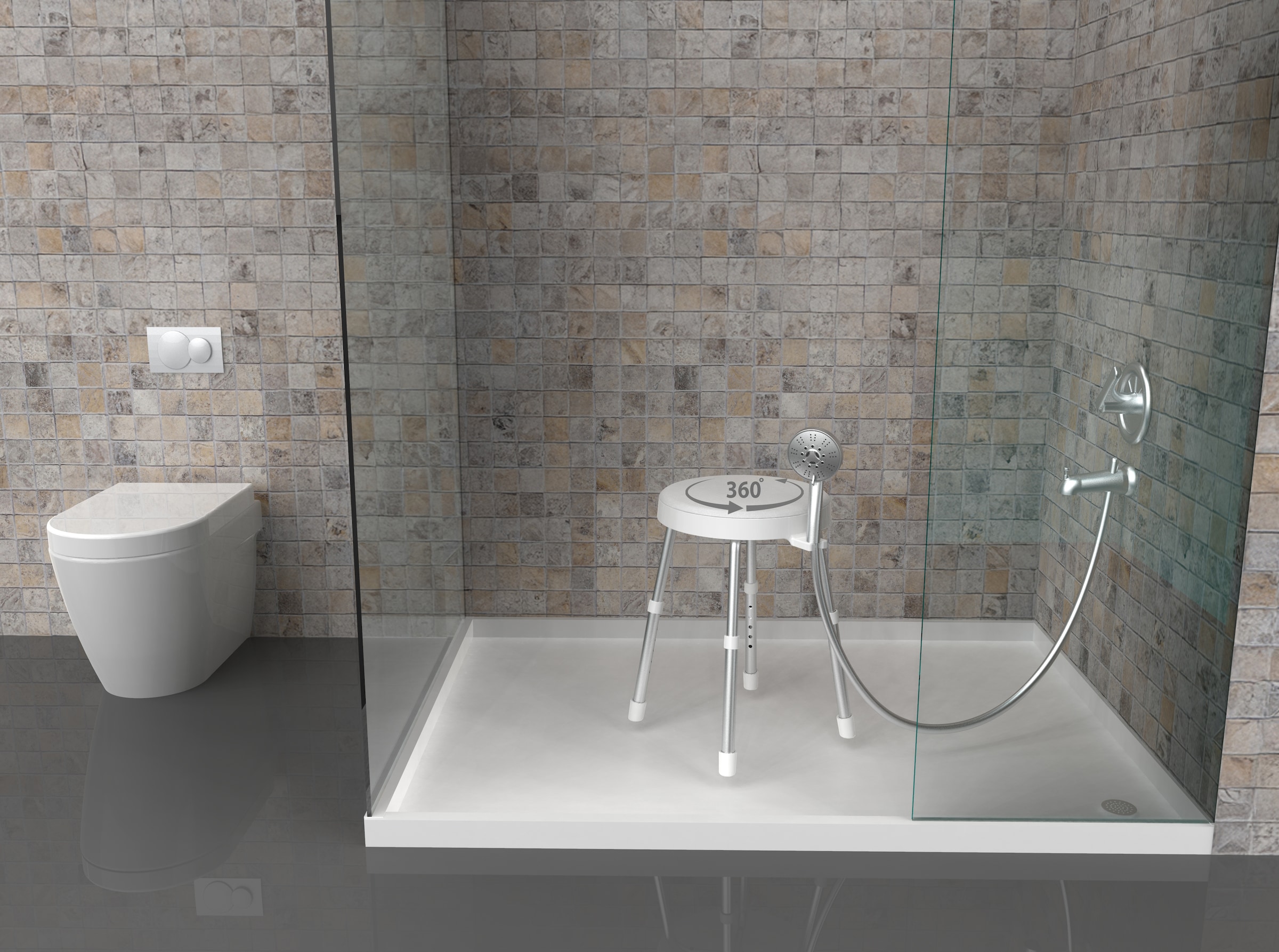 Bischof Tabouret de douche et de bain »Rotate 1.0« belastbar bis 150 kg TÜV/GS geprüft, drehbare Sitzfläche und Ablage, höhenverstellbar