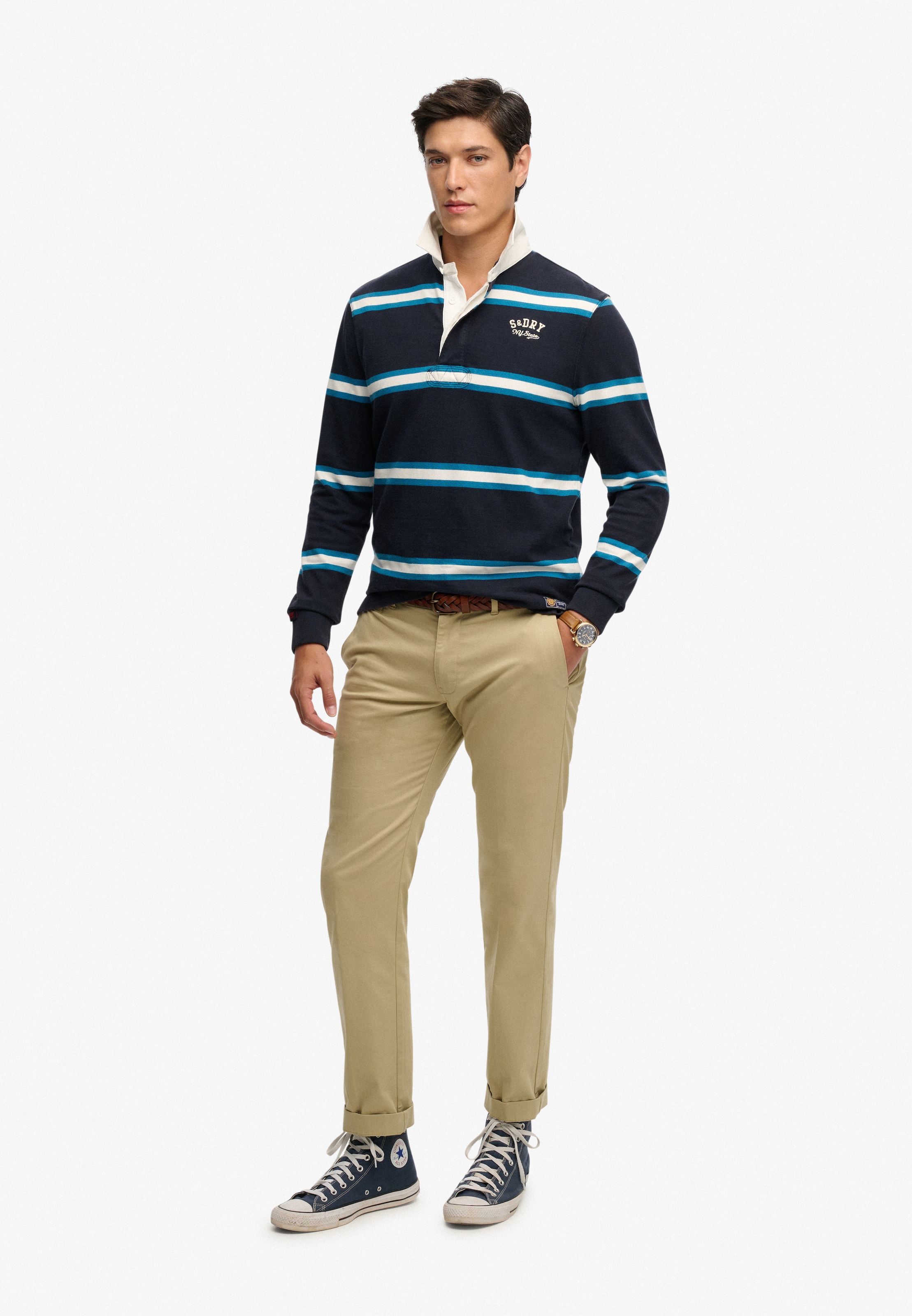 Superdry Langarm-Poloshirt »VINTAGE ATHLETIC STRIPE RUGBY« Baumwolle, relaxed fit