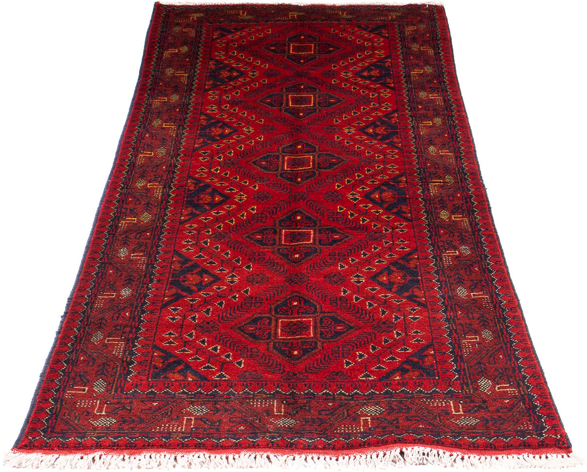 Image of morgenland Orientteppich »Afghan - Kunduz - 196 x 75 cm - dunkelrot«, rechteckig, 7 mm Höhe, Wohnzimmer, Handgeknüpft, Einzelstück mit Zertifikat bei Ackermann Versand Schweiz