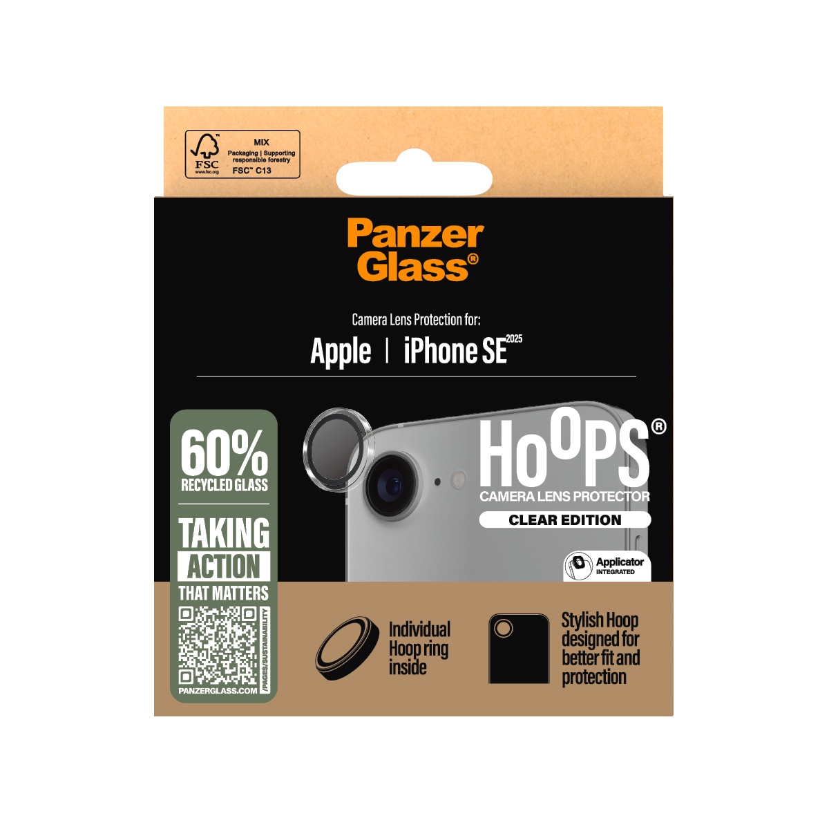 CARE by PanzerGlass Kameraschutzglas »Hoops Camera Lens Protection«, für Apple iPhone 16e, Kameraschutz, Schutzfolie, Linsenschutz, kratz- & stossfest