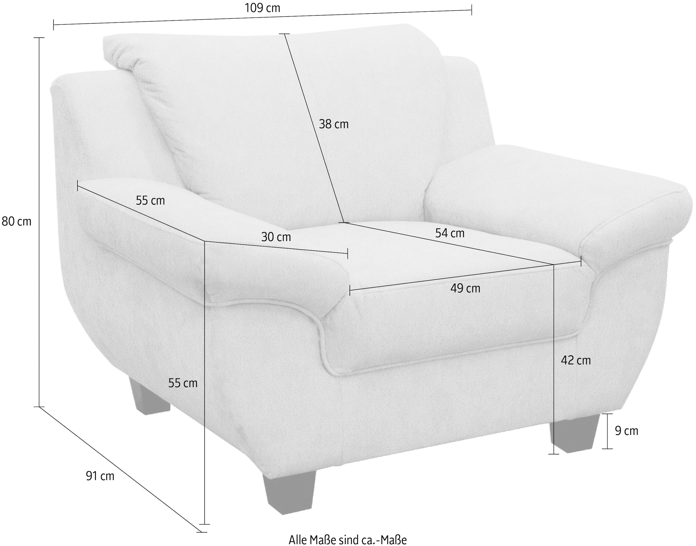 GOODproduct Fauteuil »Silkeborg Sitzbreite: 49 cm, gemütlich und formschön« En microfibre de luxe douce et facile d'entretien