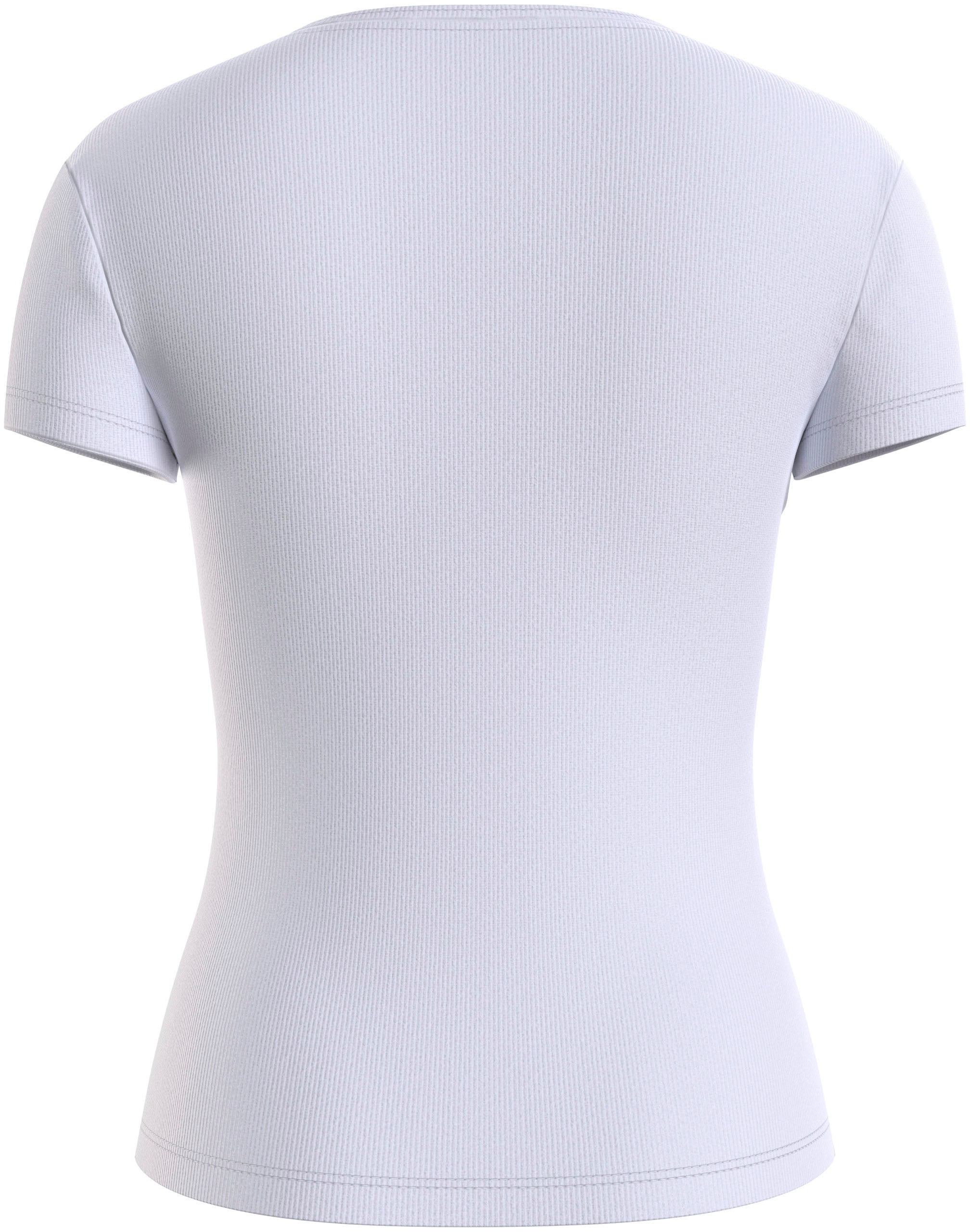 Tommy Jeans T-Shirt »Slim Essential Rib Shirt, Rippshirt Rundhalsshirt«, mit Logostickerei