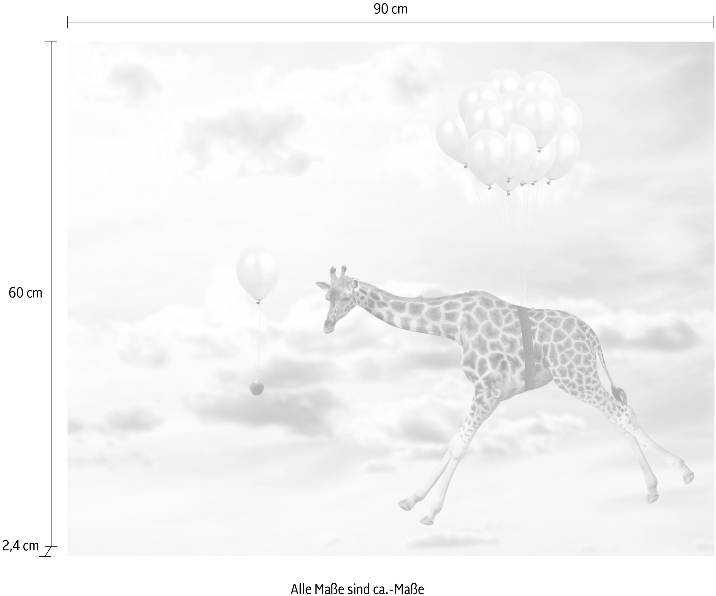 queence Tableau en verre acrylique »fliegende Giraffe« Fine Art-Print in Galeriequalität